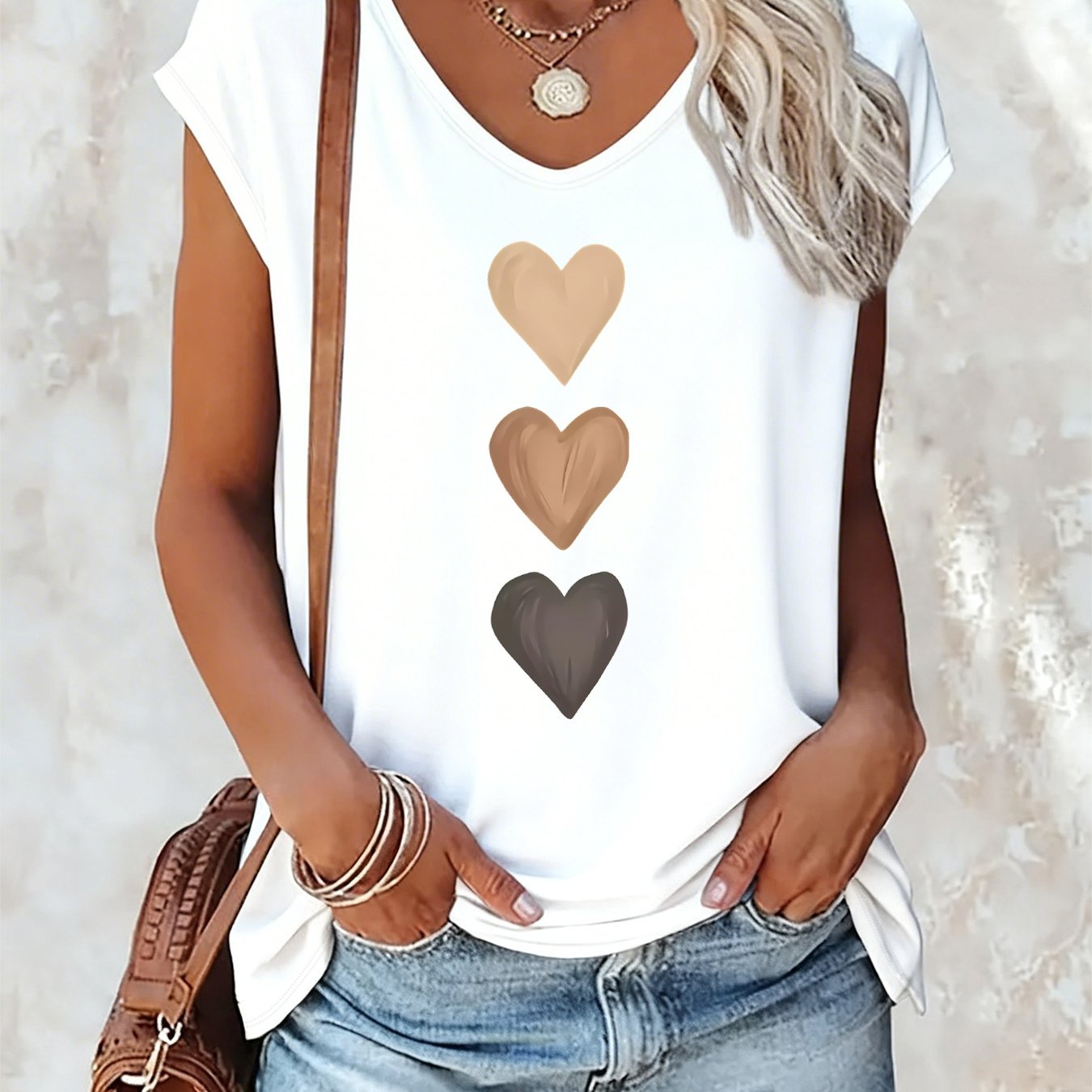 TEMU Ladies' Sleeveless Elegant V-neck Vest - Made Of Polyester Fabric, Suitable For Machine Washing, Featuring A Soft And Chic Fashion Print - Ideal