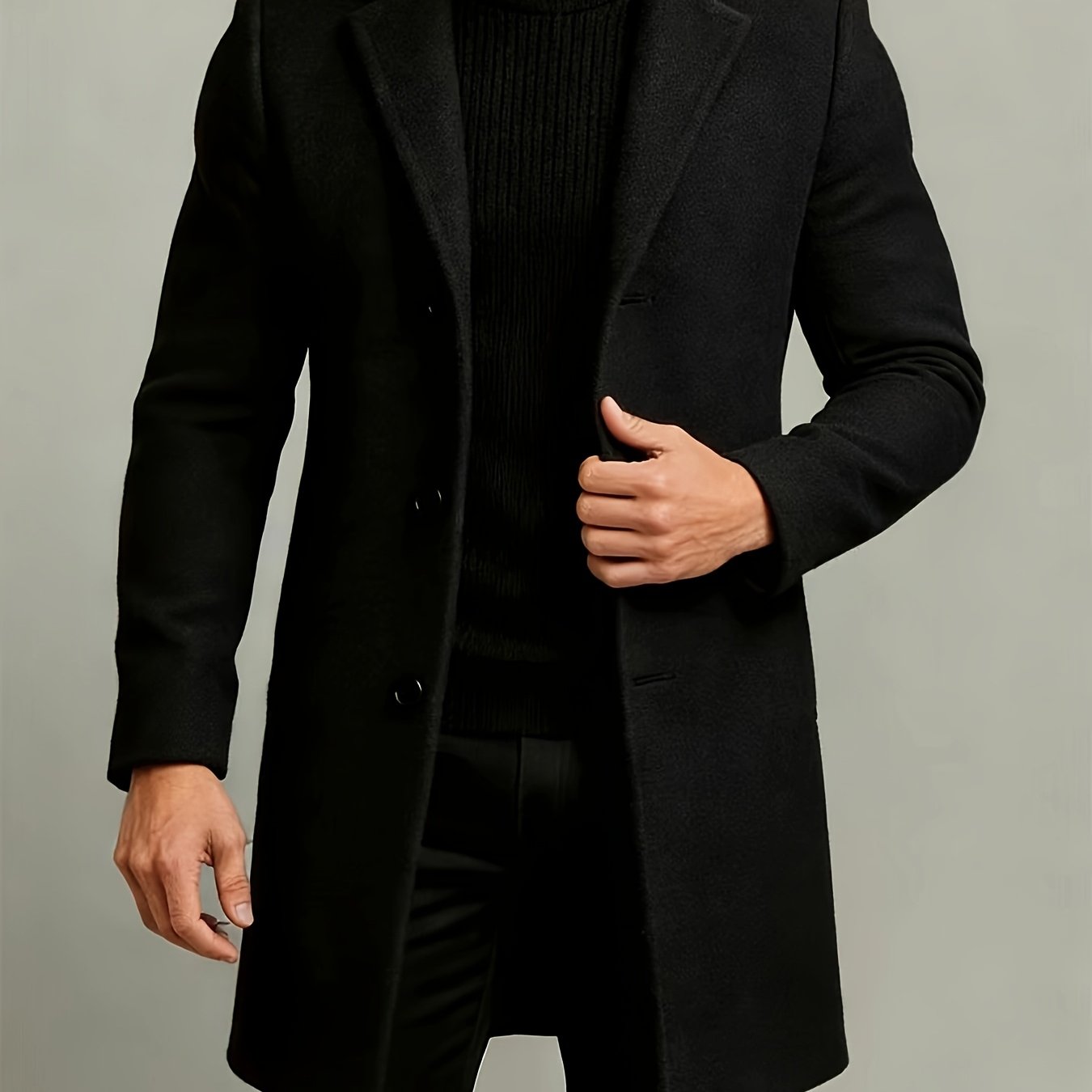 TEMU 2026 Spring/autumn European And American Men' Wrinkle-resistant Wear-resistant Durable Exquisite Elegant High-end Versatile Solid Color Trench
