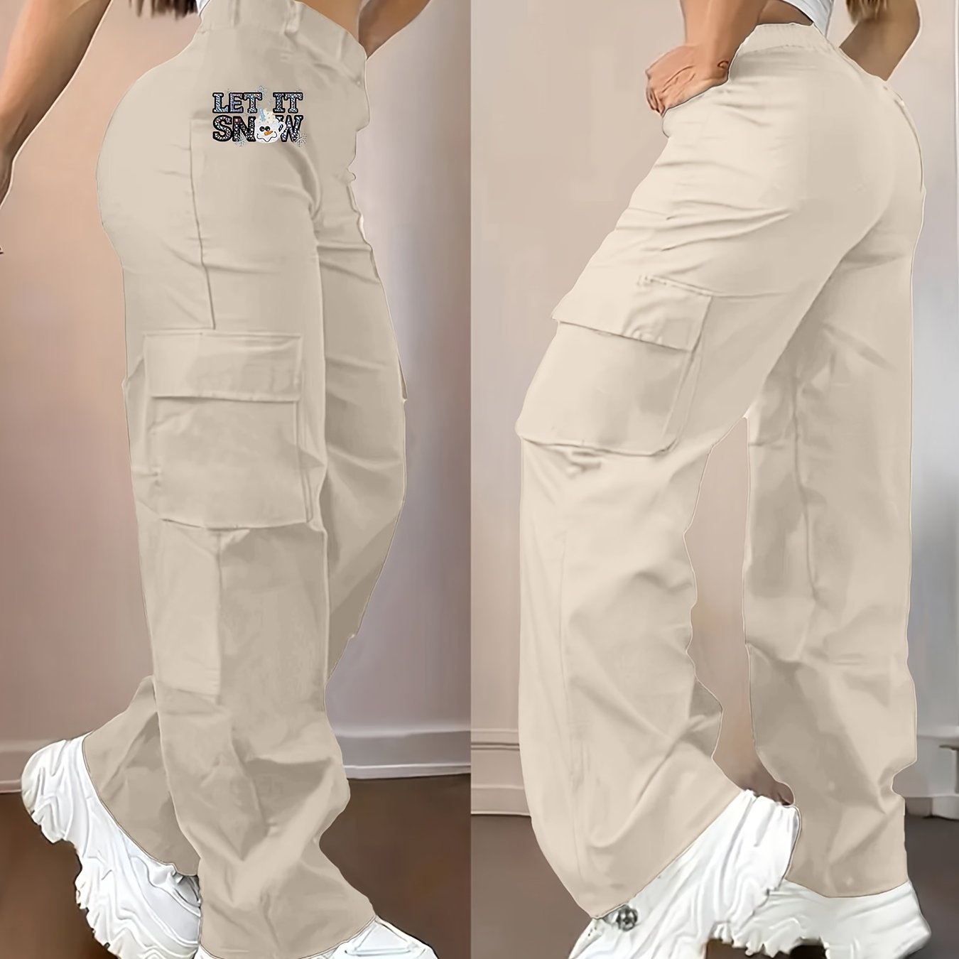 TEMU Women's Fashion Geometric Pattern Casual Pants