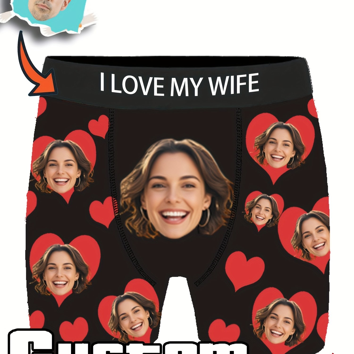 TEMU Bóxers personalizados con foto de cara, bóxers con foto de cara personalizados, ropa interior con cara, regalos divertidos para