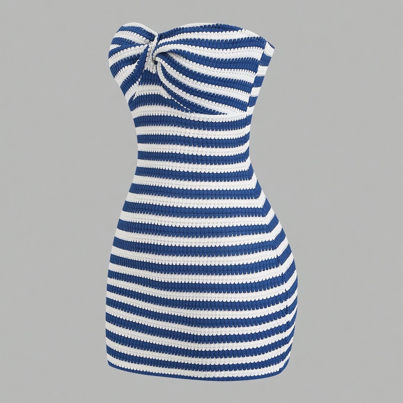 TEMU Women's Color-block Striped Backless Tube -fit Mini Dress With Cinched Waist, Summer