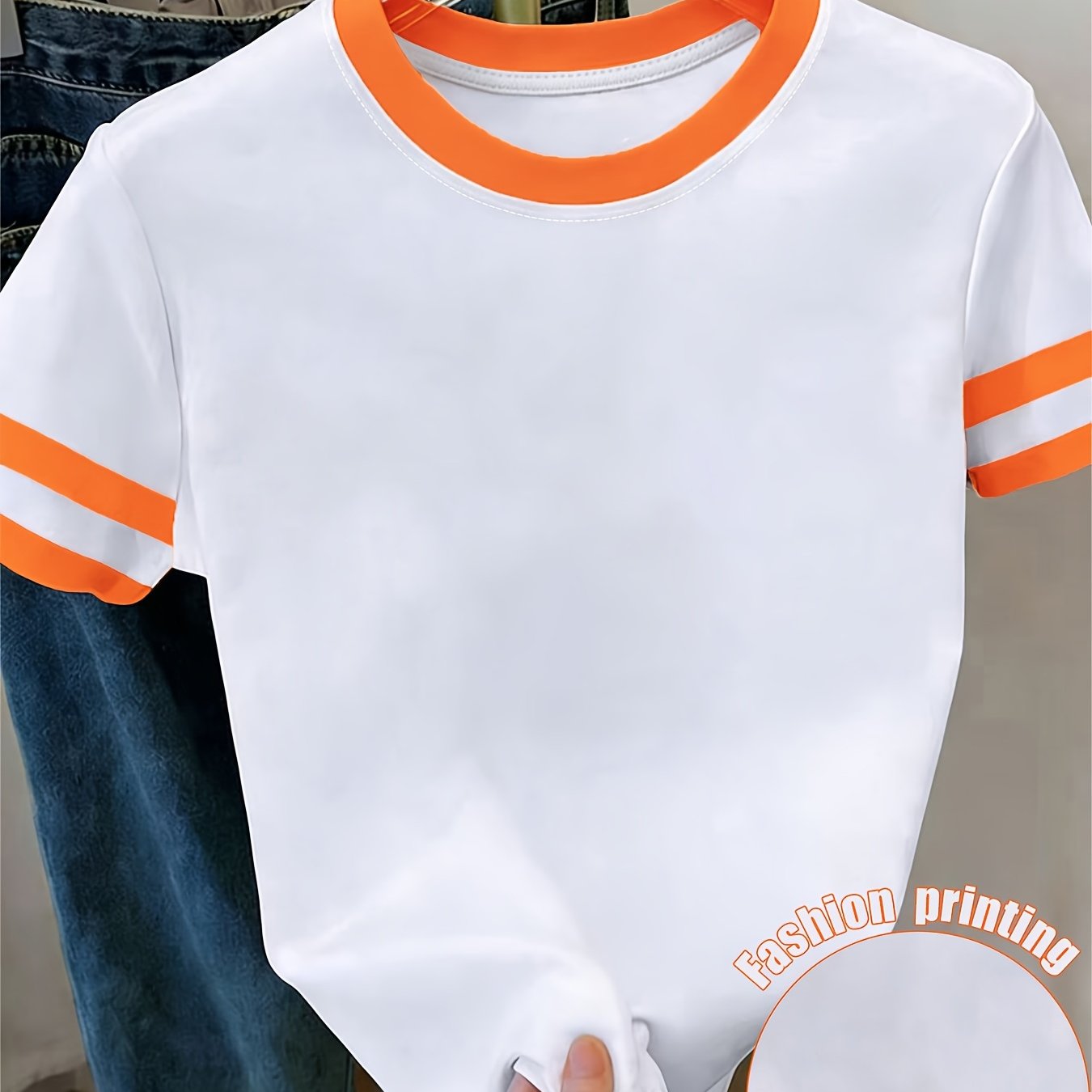 TEMU 2026 Women's Color Block T-shirt Trendy Retro Color Block Summer Sleeves Round Neck Short Sleeve T-shirt - Breathable Round Neck Casual Top,