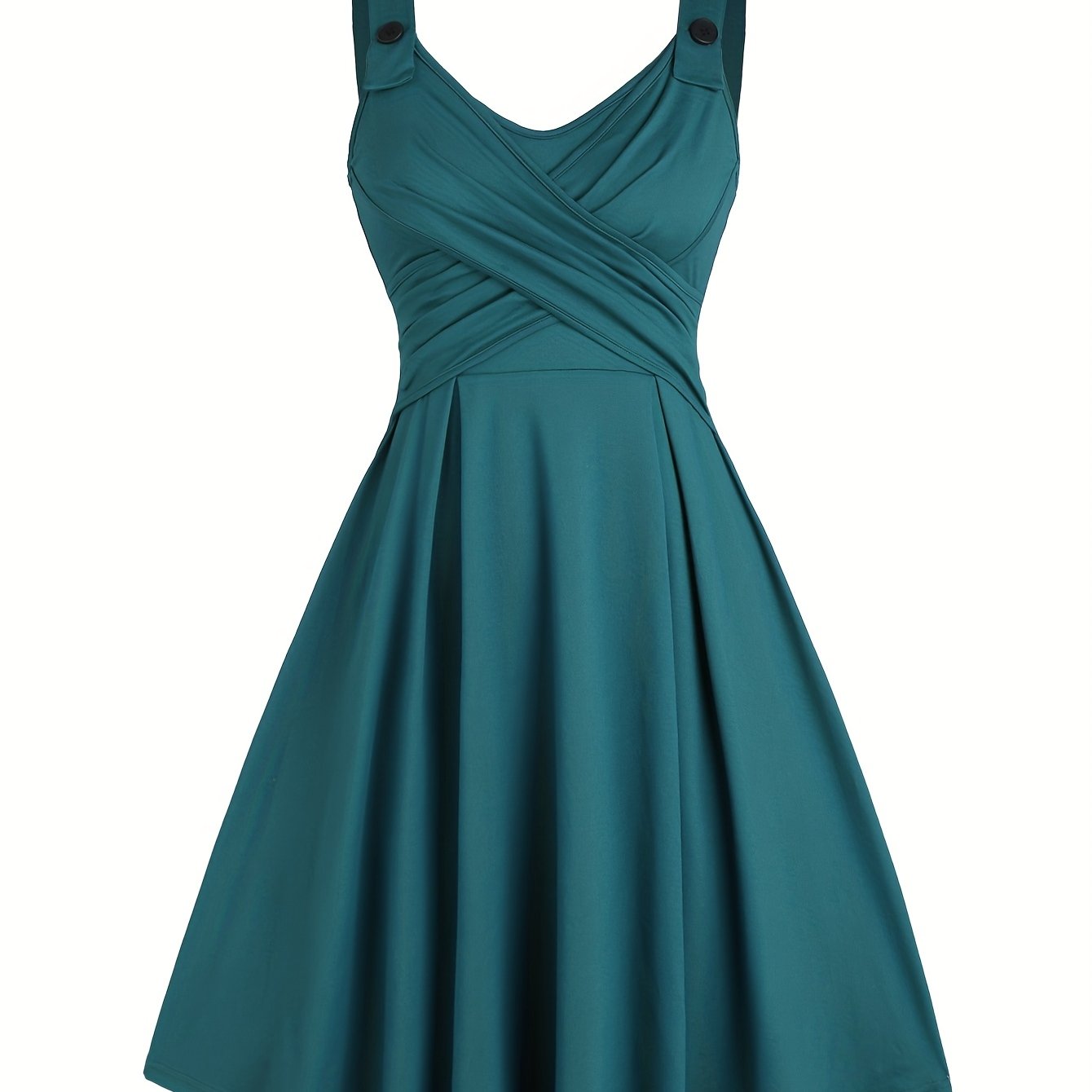 E-shop Zielgerichtete Entwicklung Casual Vintage-Stil Schultergurt Gerafftes Trägerloses Schwingkleid