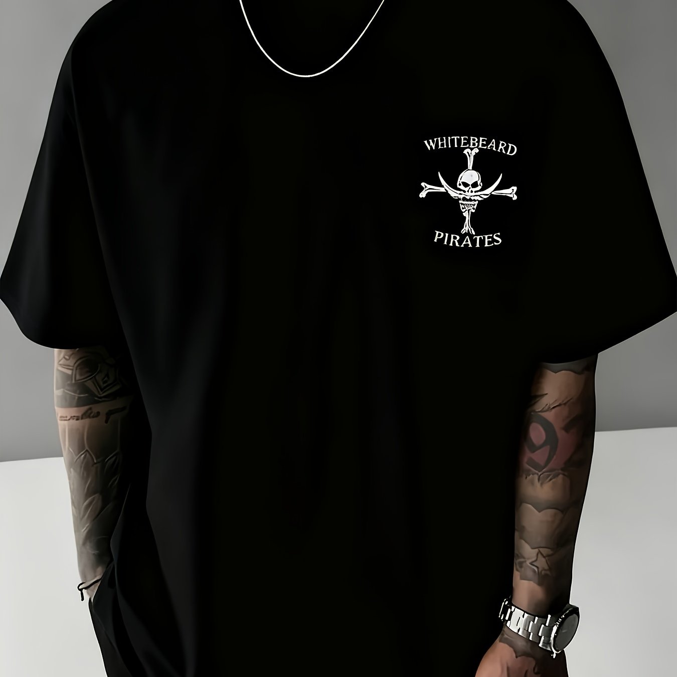 Men's Pirate T-shirt With Logo & Barbados Flag Colors - Black & Golden Suitable For Pirate-themed Outfits, Casual Round Neck Short Sleeve Shirt, Machine Washable For Wear For
