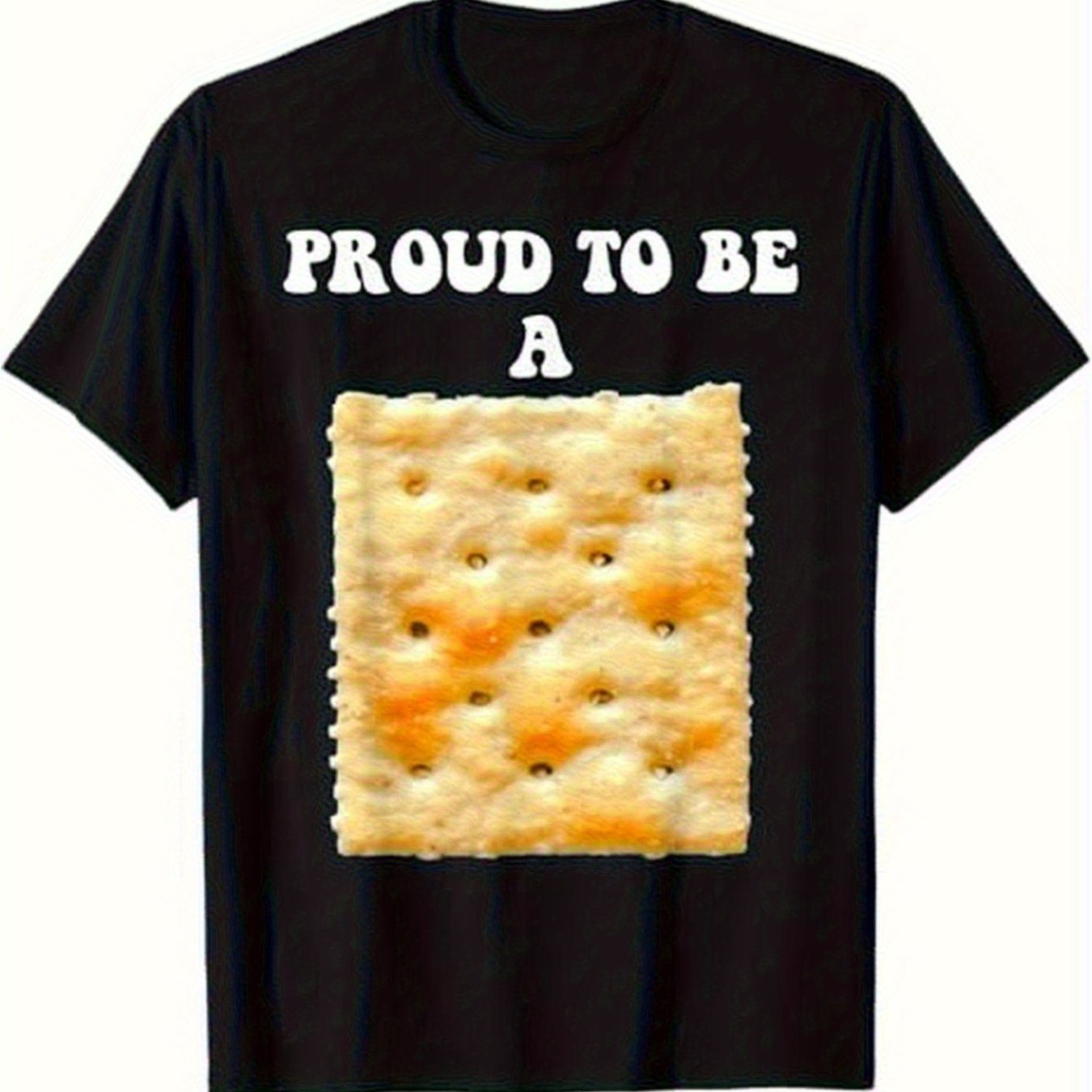 TEMU T-shirt humoristique de crackers salés - T-shirt graphique rétro « un cracker » avec motif de crackers salés, coupe décontractée à col ras du