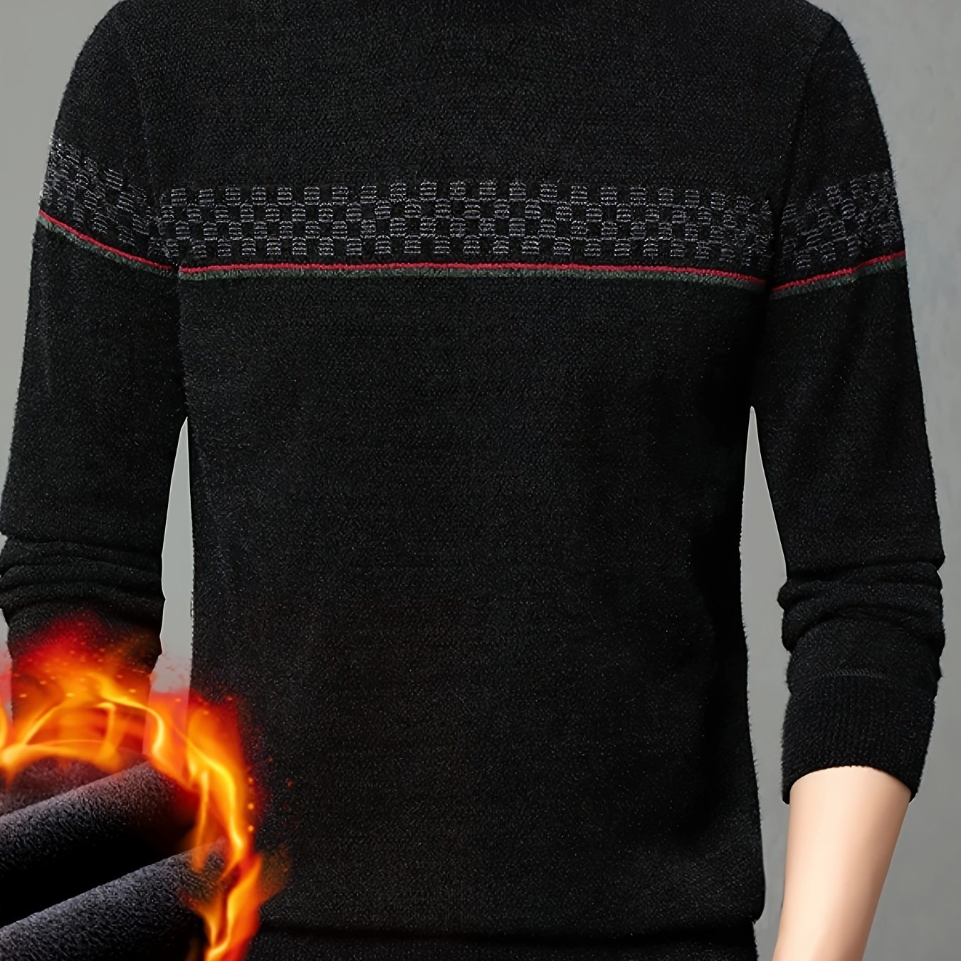 TEMU Nouveau pull épais intégral en peluche sable pour homme, chaud et tendance, tricoté pour ordinateur