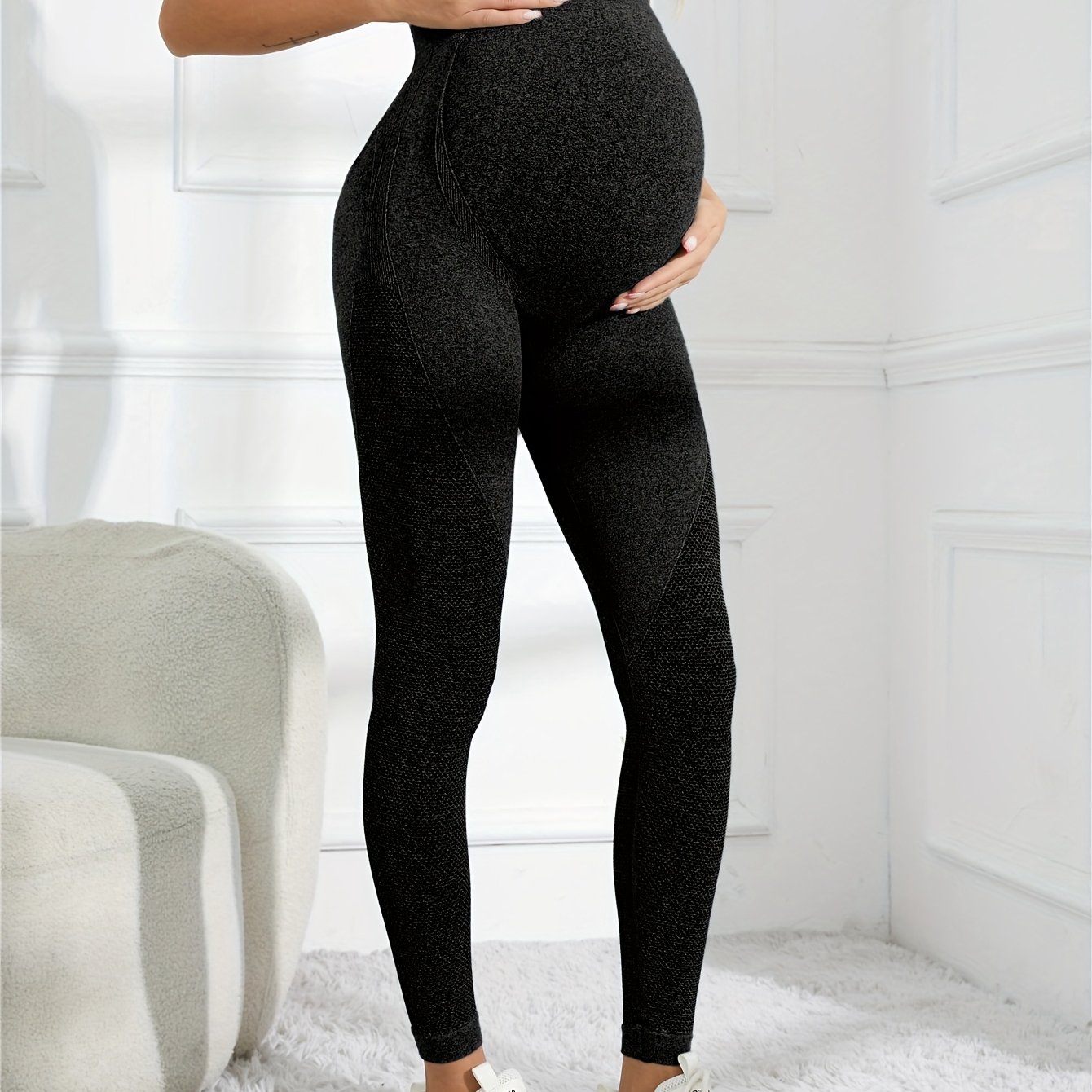 TEMU Women's Maternity Leggings Quick Dry Breathable Yoga High Waist Pants Slim Fit Stretchy, Pregnant Women's Clothing