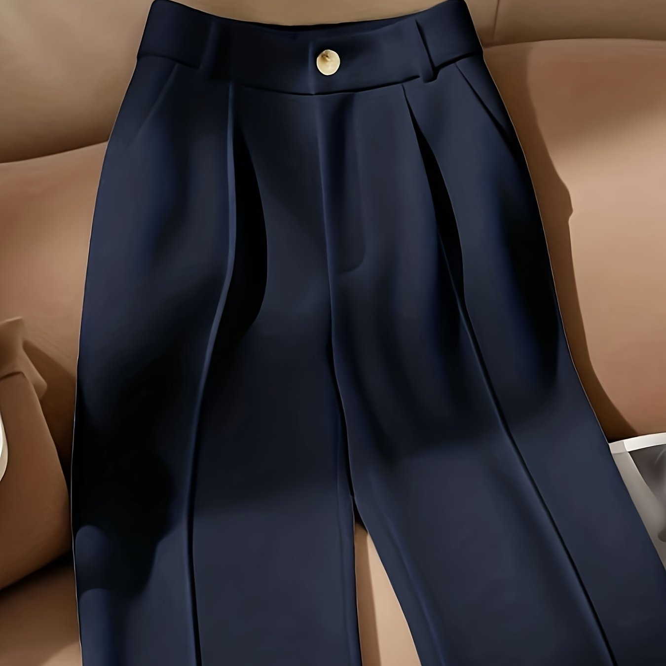 TEMU Women's Elegant Casual Pants With Buttons And Pockets, Machine Washable And Dry , Perfect For Comfortable Wear Or