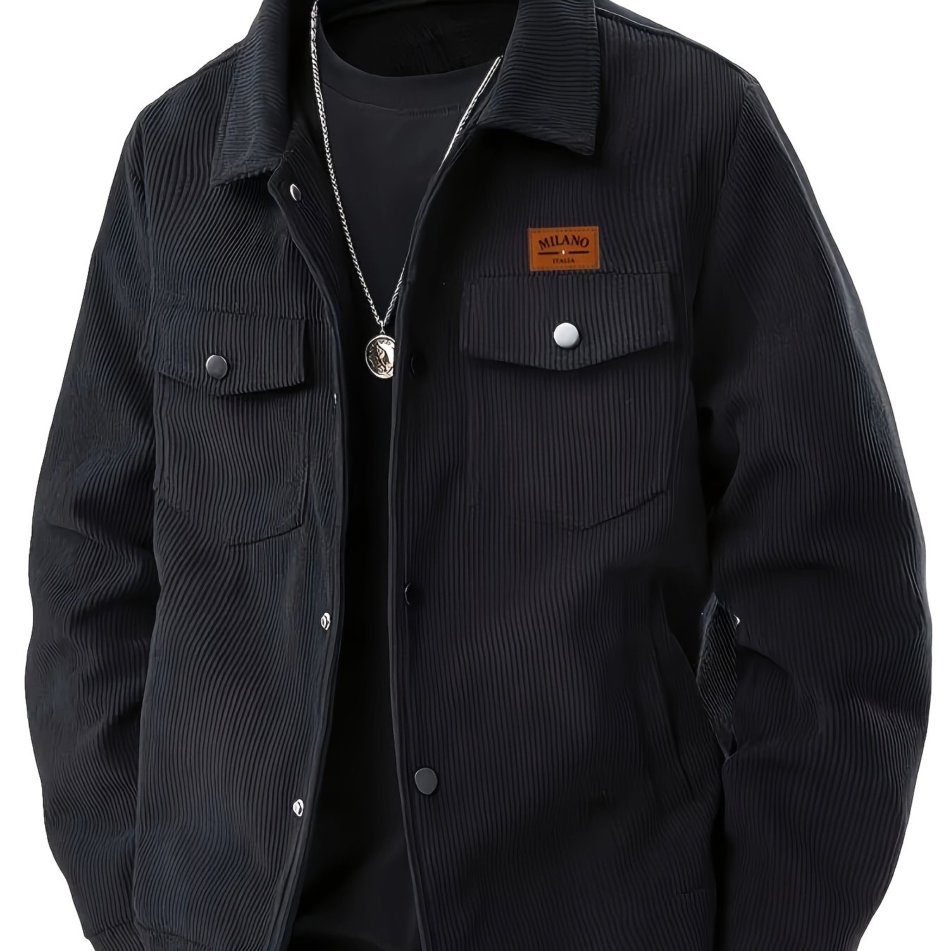 TEMU [ Obm] Lightweight Autumn Winter 's Casual Sports Top Functional Jacket Corduroy Lapel Jacket Cargo Jacket Casual Loose Multi-pocket Retro