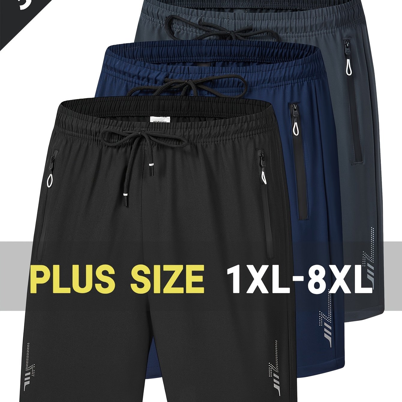 TEMU 3pcs Men'-light Quick- Size Athletic Shorts - Fashionable Casual Running And Fitness Gear, Breathable Polyester/spandex Blend, Perfect For Beach