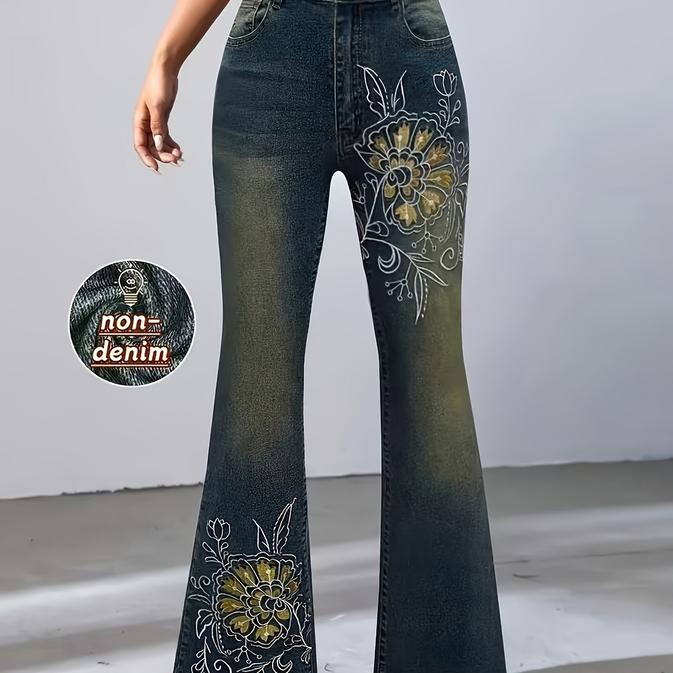 Plus Size - Plus Size - Plus Size Women's Digital Floral Print Stretch Casual Leggings