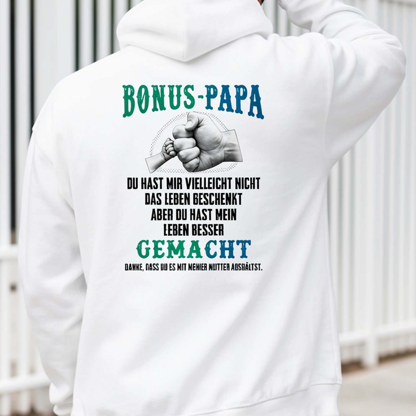 Image of Thank You For Making My , German Bonus-papa Graphic Hoodie, Men's Hooded Sweatshirt, Long Sleeve Pullover, Casual Family Appreciation Gift For Father's Day, Fall Winter Daily Wear And Travel, Fleece