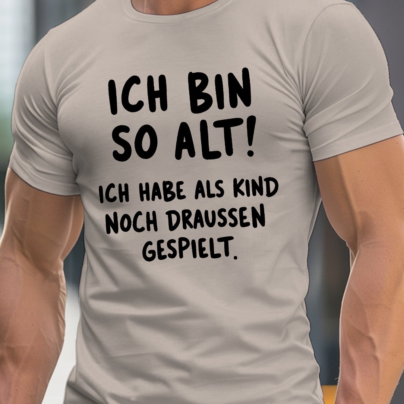 TEMU Alter Humor Deutsch "Ich bin so alt" Herren Casual Rundhals Kurzarm T-Shirt für den Sommer, PLUS SIZE
