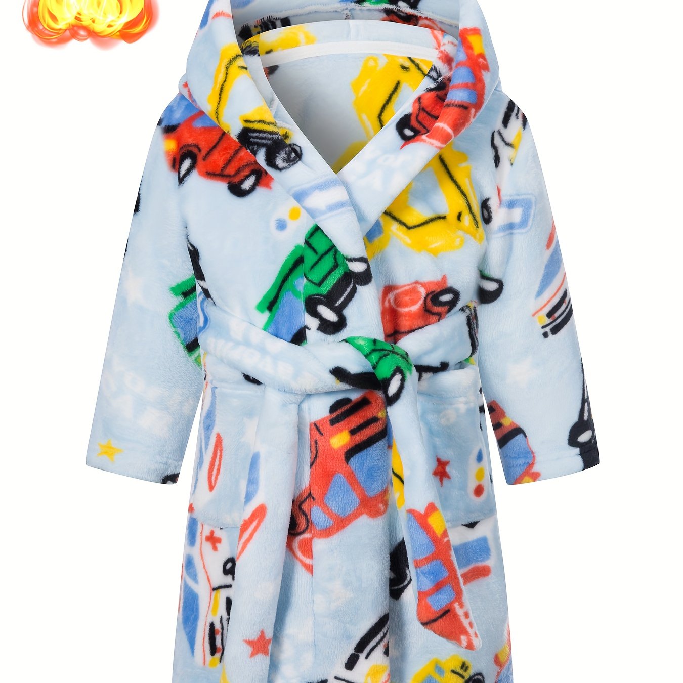 Label Is At The Side Seam Of The Hem Or Inside The Back Collar. Boys' Flannel Printed Flannel Soft And Comfortable Flannel Robe, Party Loungewear, Bathrobe For Girls. Gift For Children Aged 2-11 Years