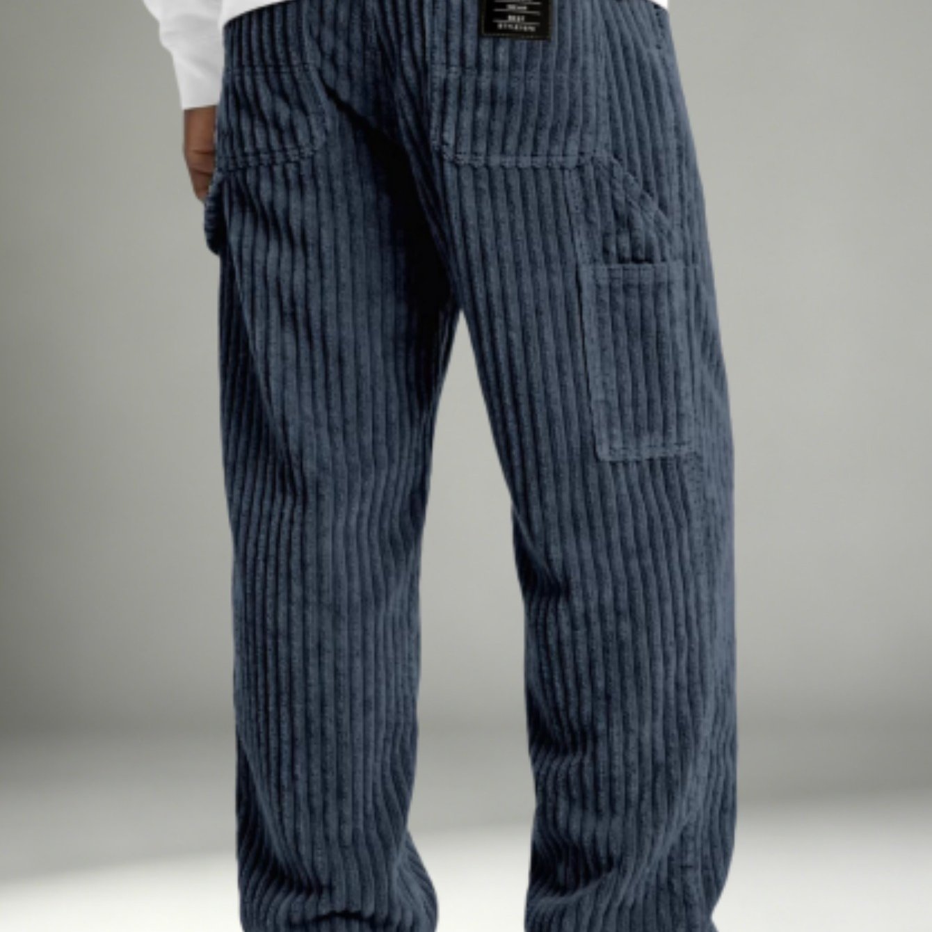 TEMU Men's Retro Corduroy Casual Pants, Multi- Drawstring Waist Slant Pocket Trousers For Daily Outdoor