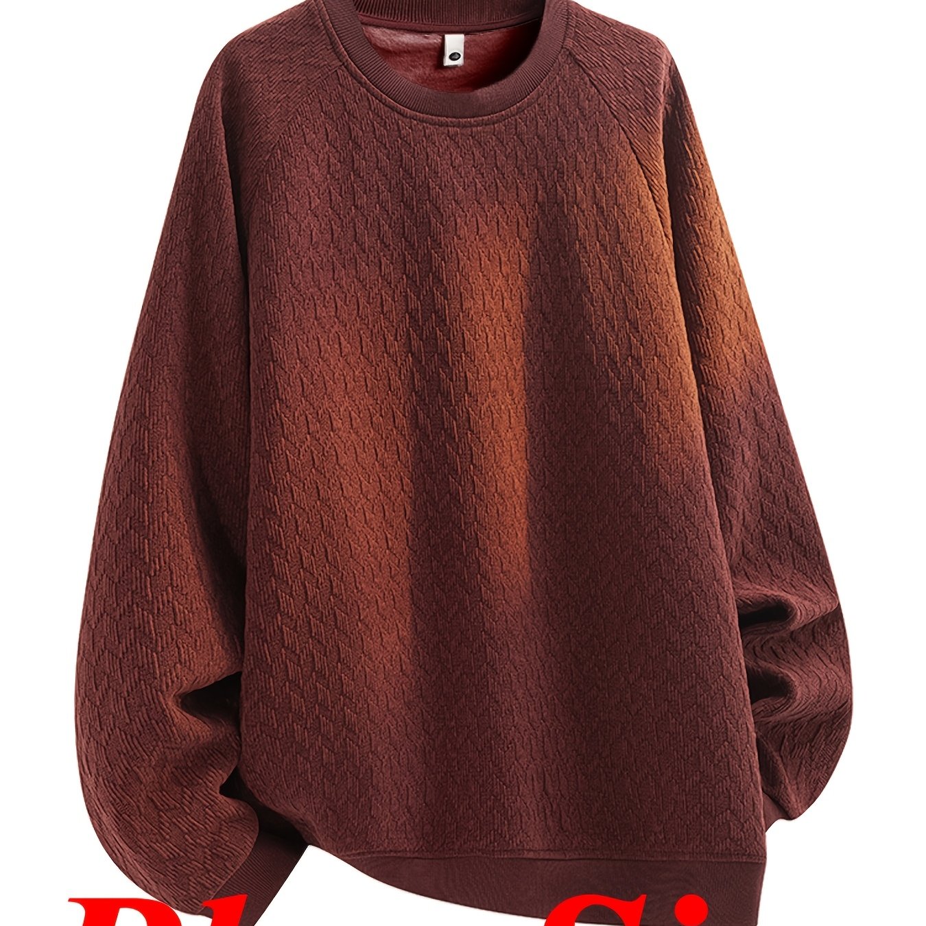 TEMU 0xl-5xl Plus Size Men's New Korean Casual Round Neck Long Sleeve Sweatshirt, Loose Solid Pullover Top, Suitable For Daily Wear