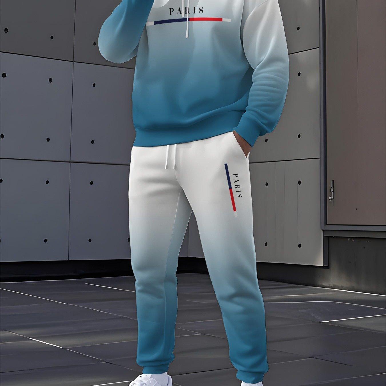 2025 Men's Trendy Sweatshirt Set, Two-piece Sweatshirt And Pants, Sporty Print Elements, Christmas Halloween Special