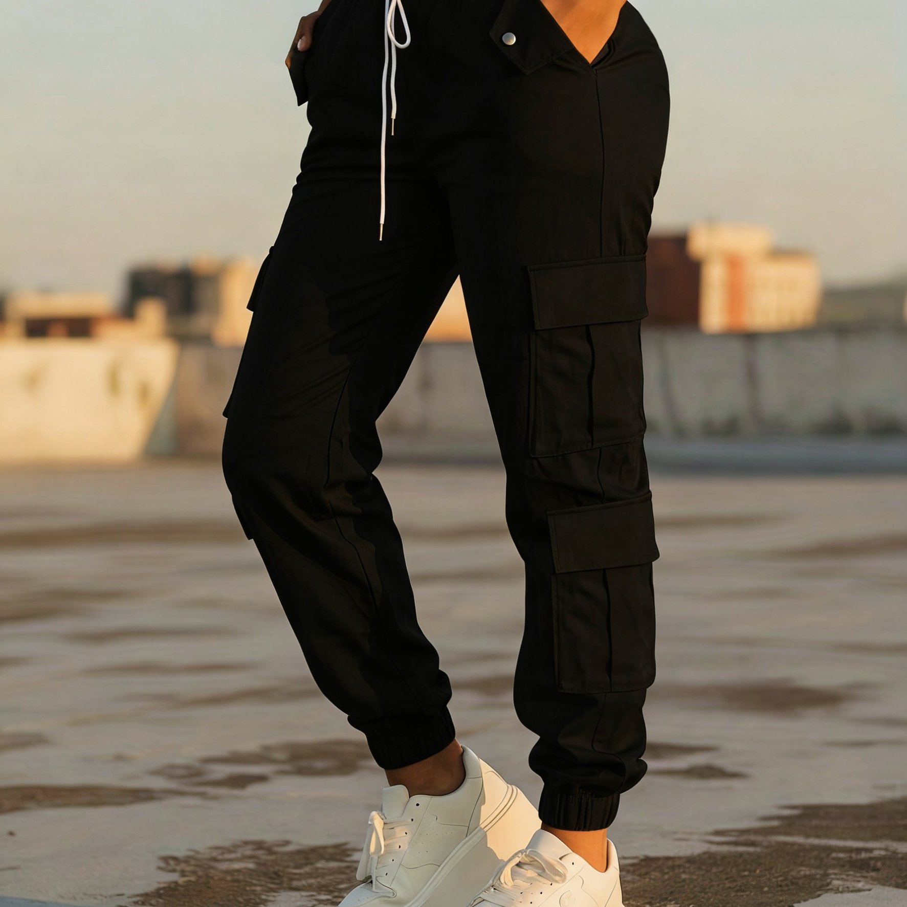 Women's Trousers, Women's Cargo Pants With Multi- And Drawstring Waist, Christmas