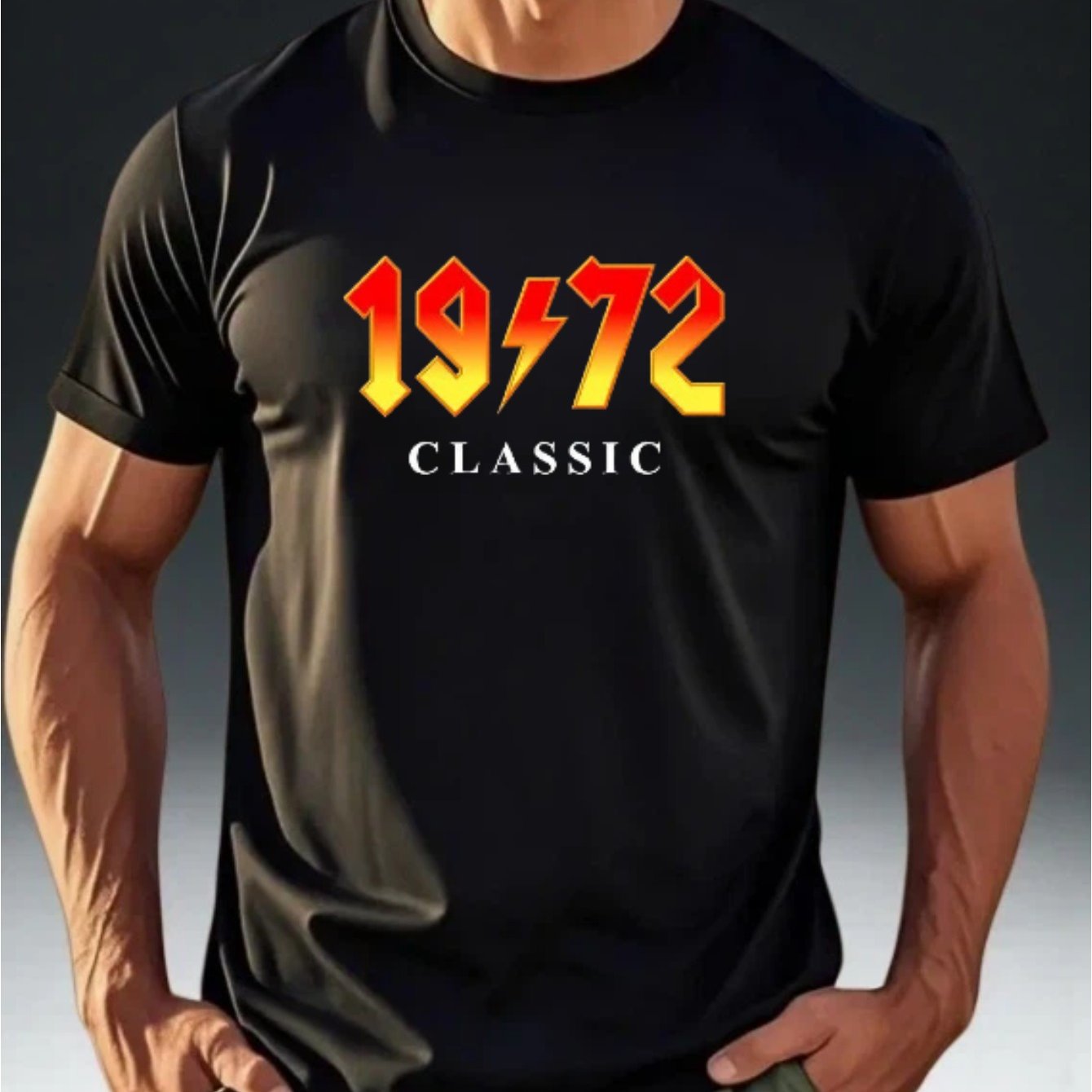 TEMU [printed Design-not Textured] Men's Vintage Style T-shirt, 1972 Classic , Trendy , Short Sleeve Top, Best Gift For Boyfriend, Dad, Plus Size