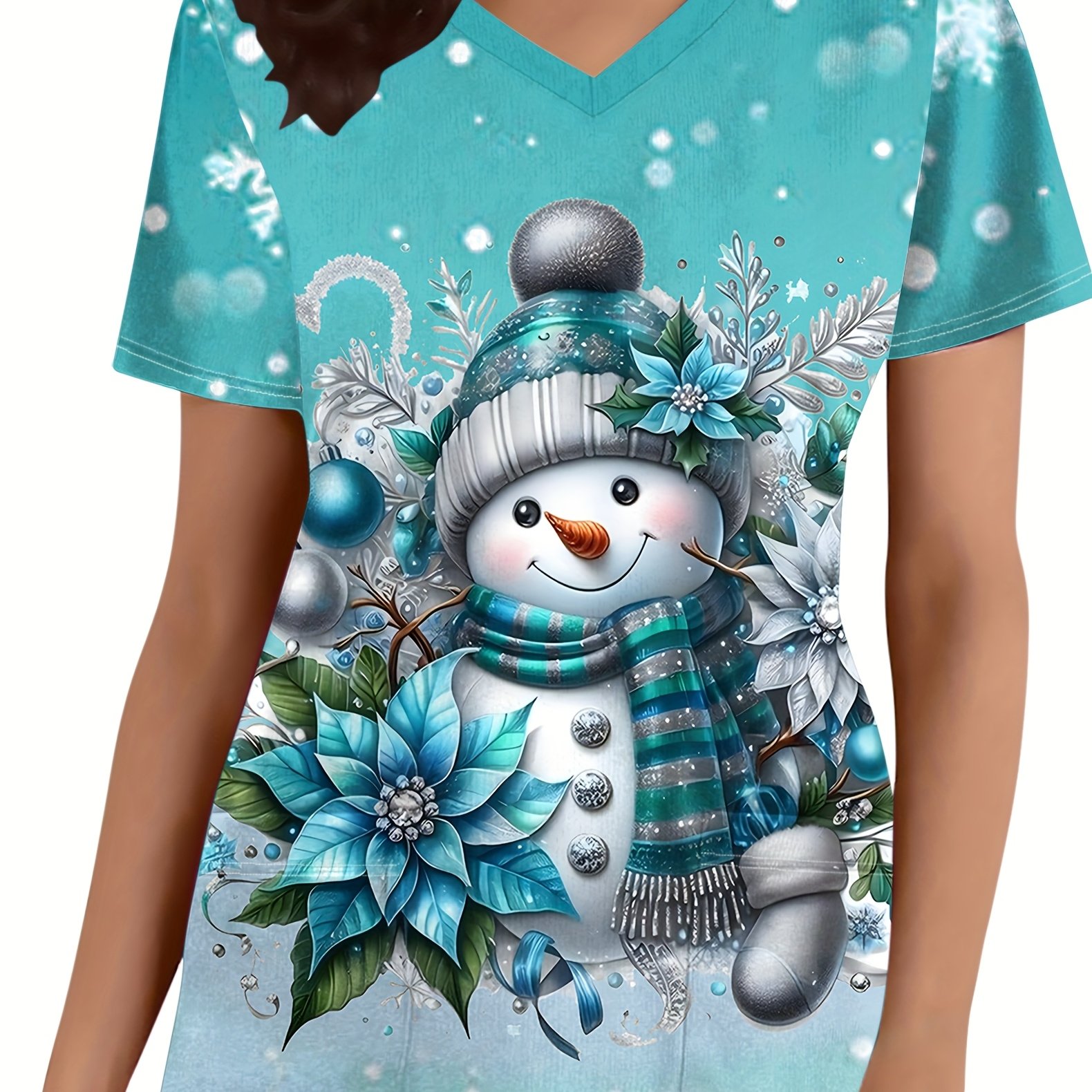 TEMU T-shirt d'infirmière de Noël pour femme, Uniforme d'infirmière de Noël pour femme, Éléments de Noël, Uniforme d'infirmière pour femme avec