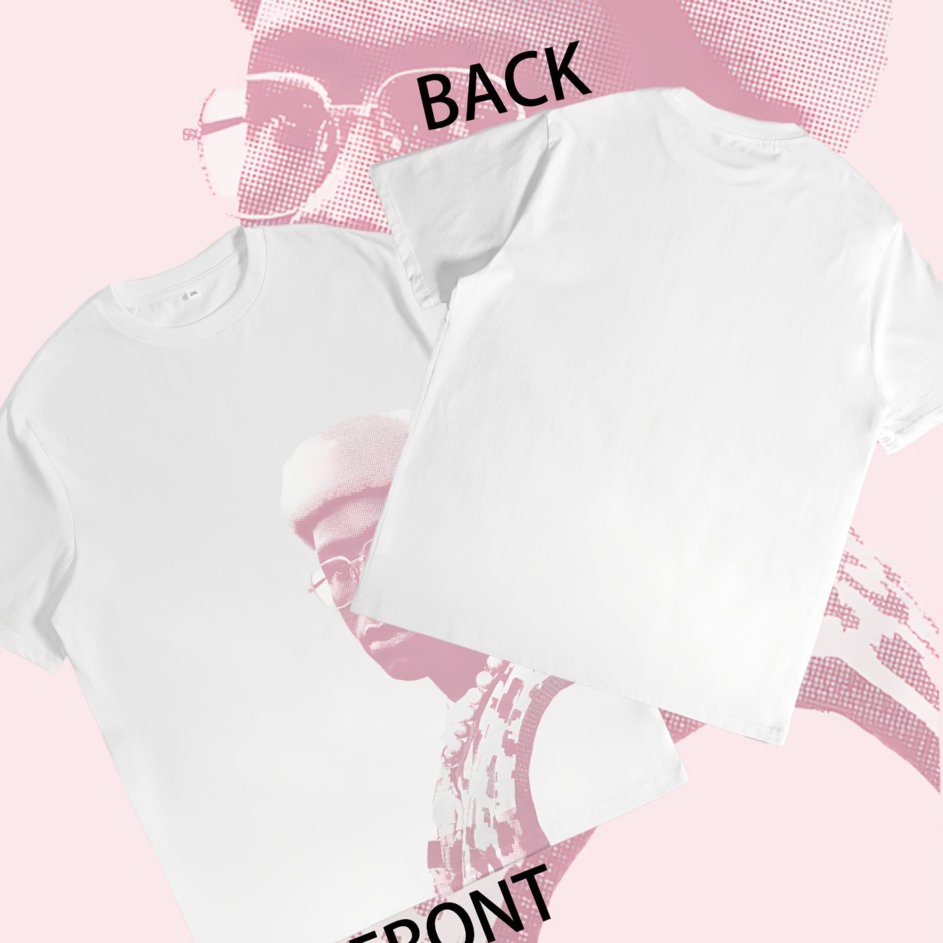 TEMU Casual Hip-hop Style T-shirt Featuring A Pink Graphic, Round Neck, Short Sleeves, And A Loose Fit. Perfect For Summer Streetwear, Made From Washed Fabric And Machine Washable