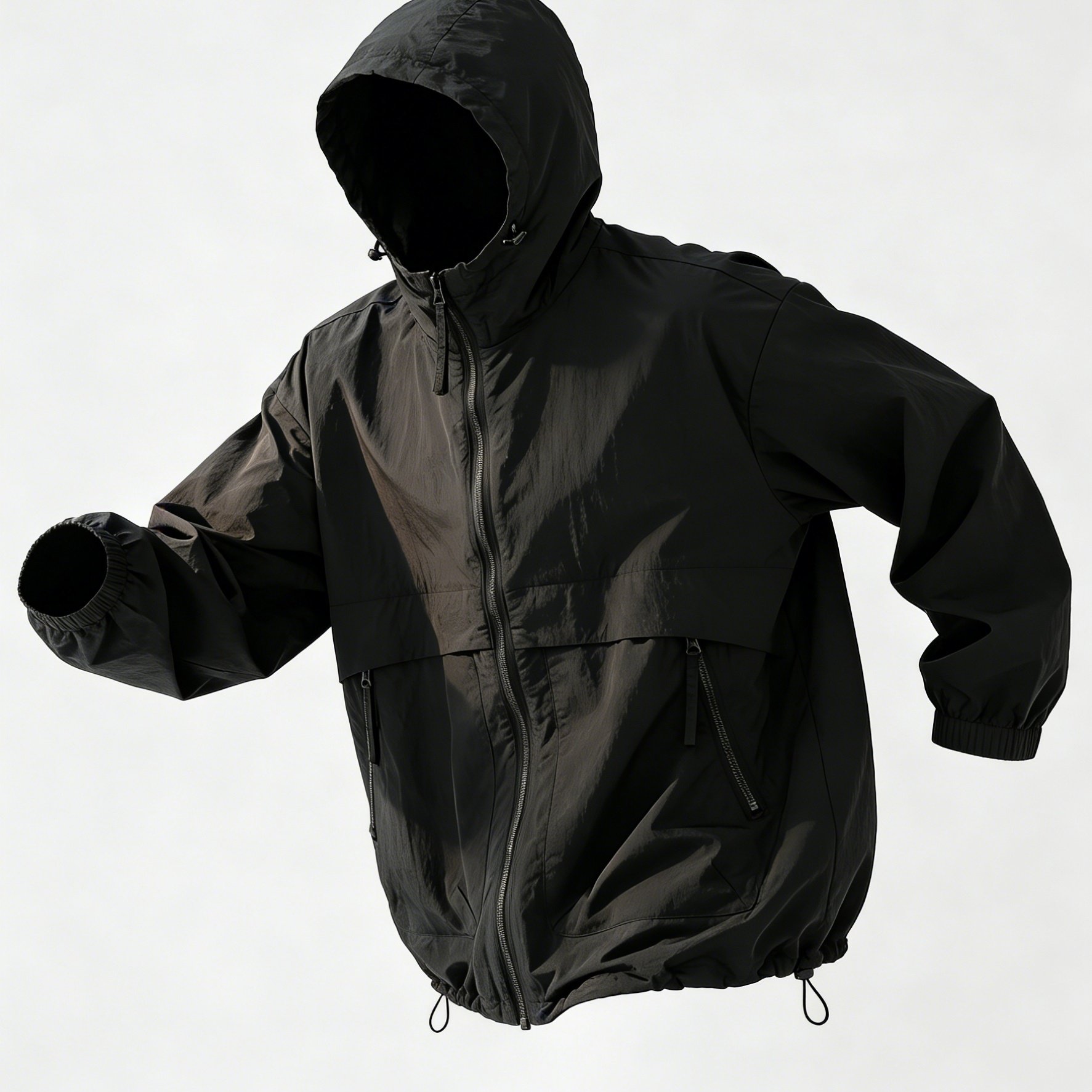 TEMU Spring Summer Men's Lightweight Breathable Hooded Jacket, Hat And Hem Drawstring Design, Suitable For Fitness, Running, Hiking And Outdoor