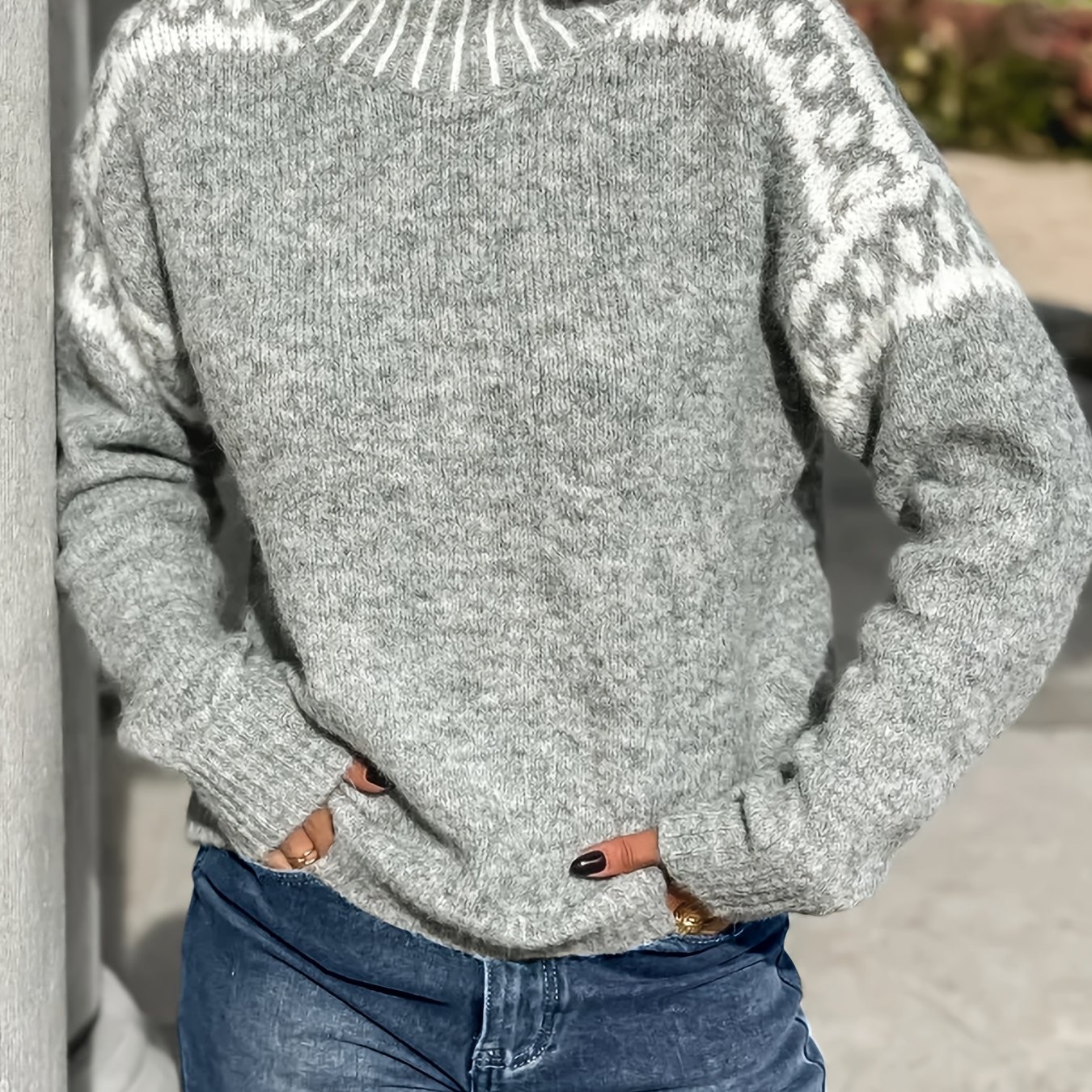 Image of Elegant Women's Half-high Neck Sweater, Solid Color , Fabric, Suitable For Autumn And Winter
