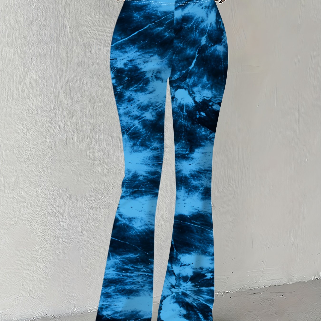 TEMU Women's -waisted Lightweight Flared Pants, Suitable For Spring, Summer, And Autumn, Personalized Gradient Tie-dye Print Wide-leg Long Pants,