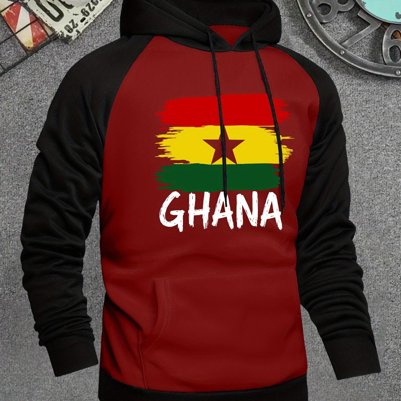 TEMU Men's Hooded Sweatshirt Featuring Of Elements, Stylish And Versatile Colors, With A Color- Design And Fashionable Raglan Sleeves