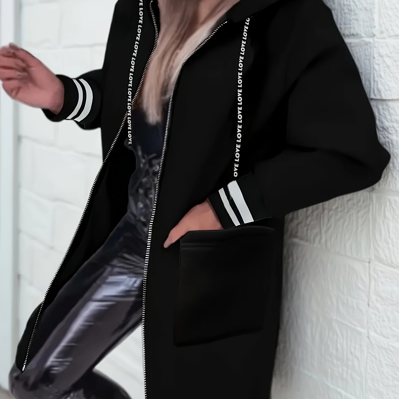 Women's Casual Jacket With "i Love You" Printed On The Strap