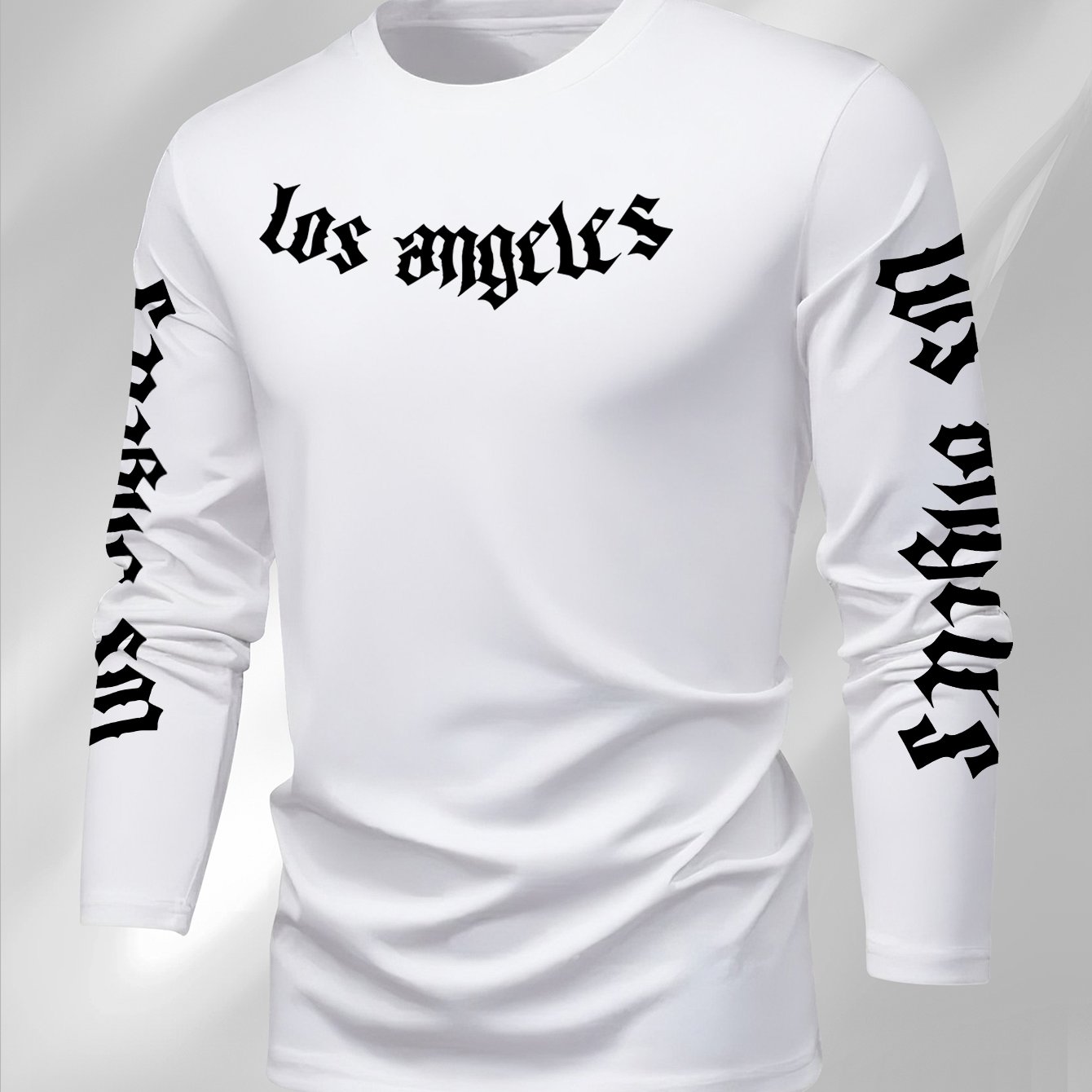 TEMU Los Angeles Letter Print Long Sleeve T-shirt For Men
