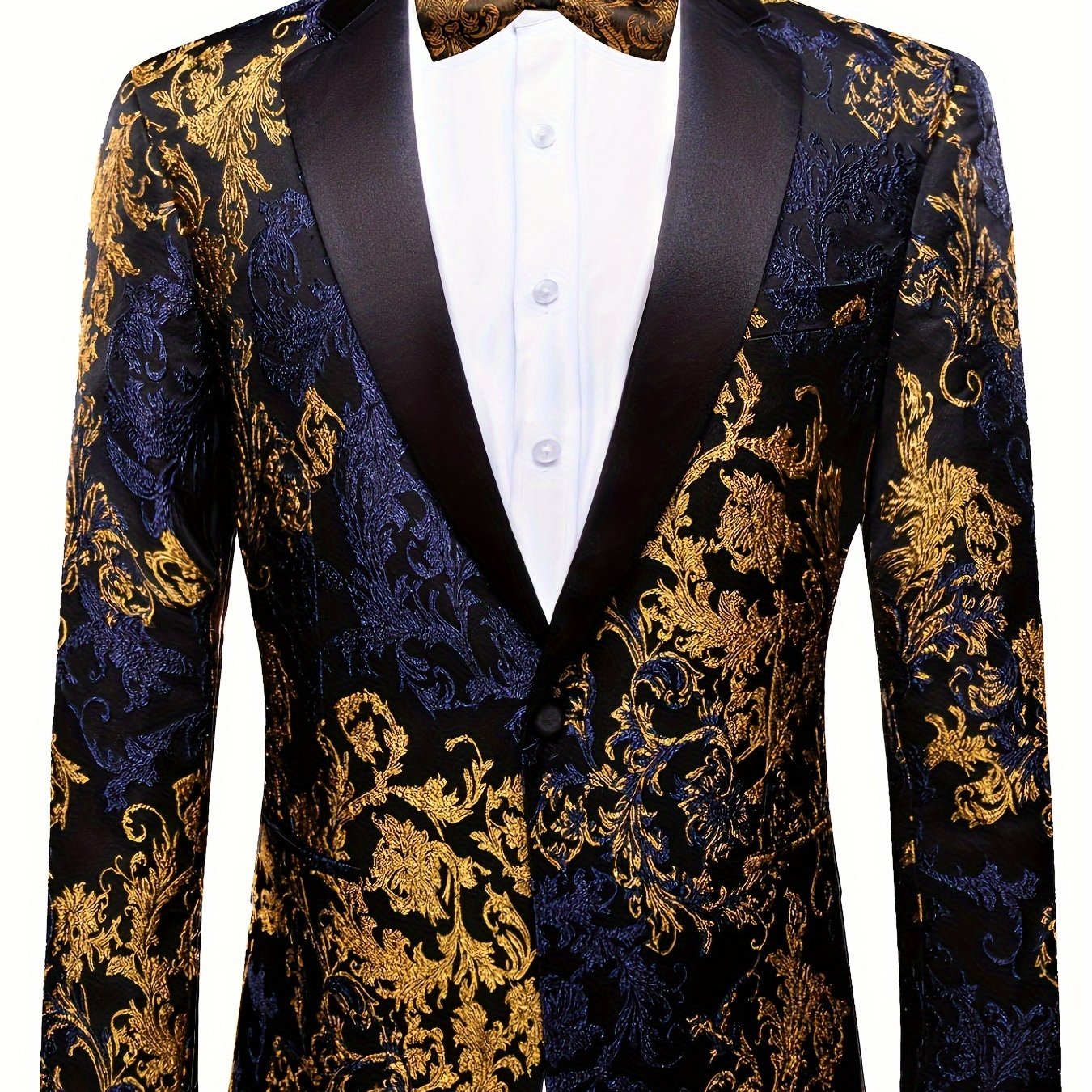 Luxury Men's Elegant Suit Floral Embroidery White Blazer Jacket Single-breasted Wedding Business Coat