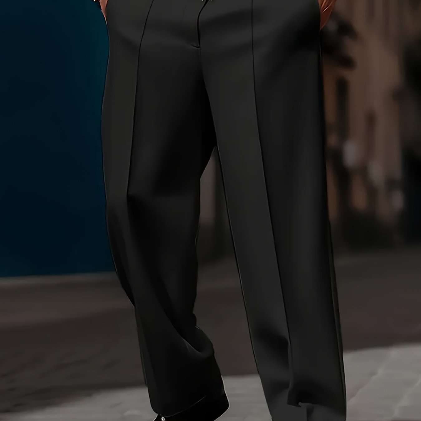 TEMU Autumn/winter Men's Plus Size Dress Pants, Twill 240g Fabric With Stretch, Comfortable, Versatile, And Stylish Straight-leg Office Business