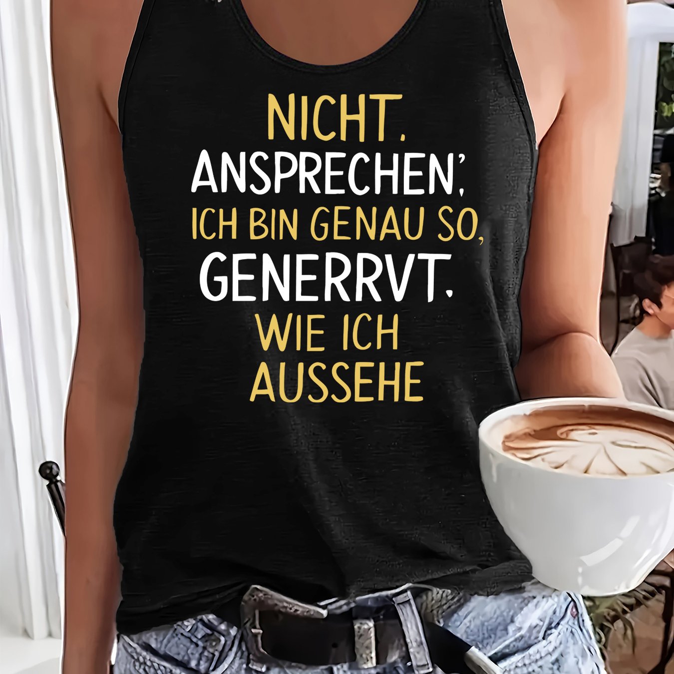 TEMU Grafikdruck Tanktop, Ärmelloses Freizeitoberteil für Sommer & Frühling, Damenbekleidung