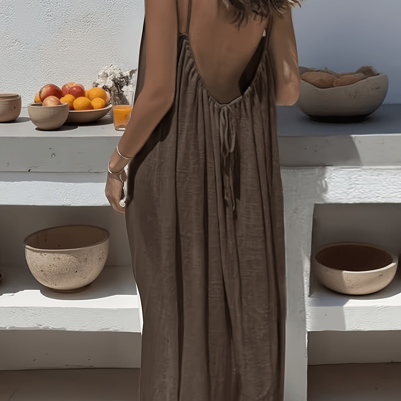 New Summer Style Casual Vacation Camisole Dress, Elegant Backless Long Beach Dress