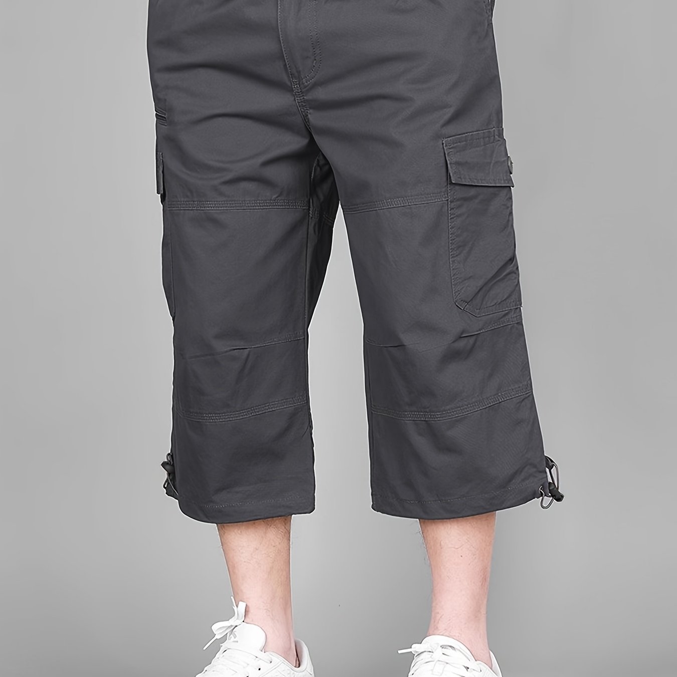 Image of Men's Cargo Shorts With Multiple Zippered Pockets - 7/8 Length Durable Non-stretch Fabric For Outdoor, Casual, Commuting & Sports | Regular Fit (belt Not Included)