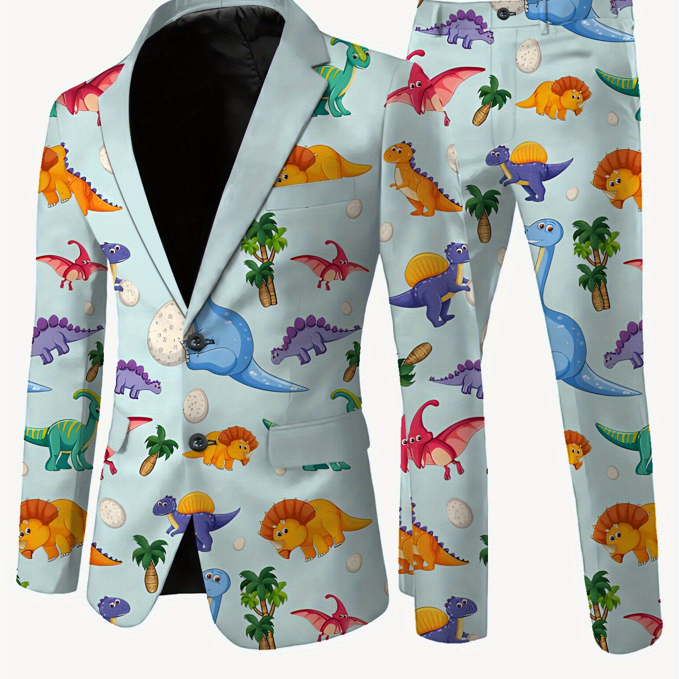 TEMU Fashion Trendy Pattern Floral Print Men' Size Suit Set