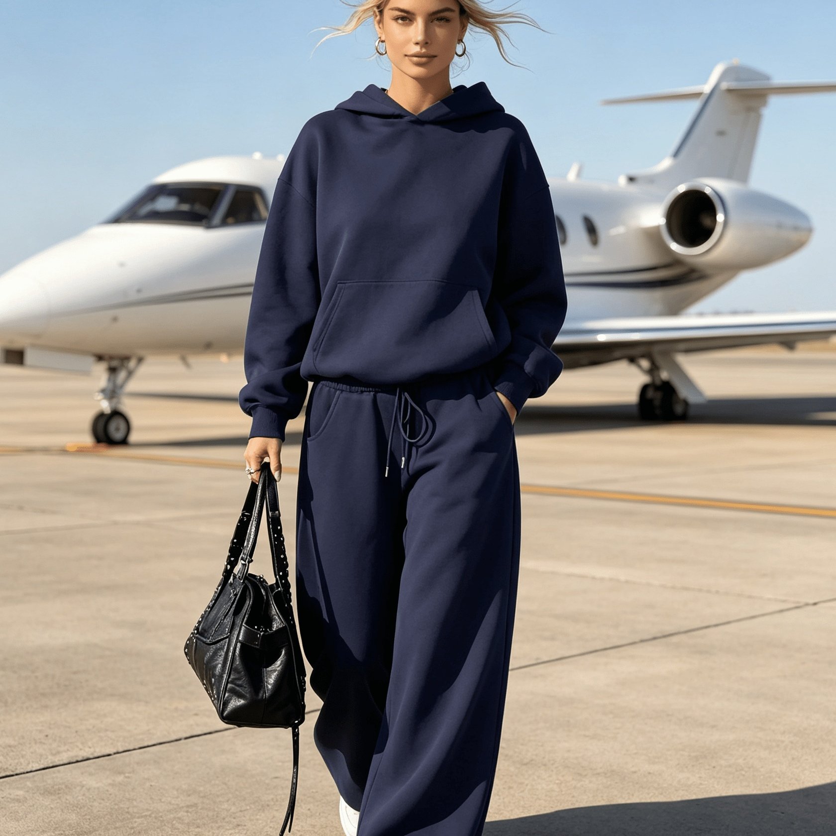 TEMU Ensemble 2 pièces femme tendance chaud et mode automne hiver 2026 : sweat-shirt et pantalon décontractés de sport, idéal pour les voyages en
