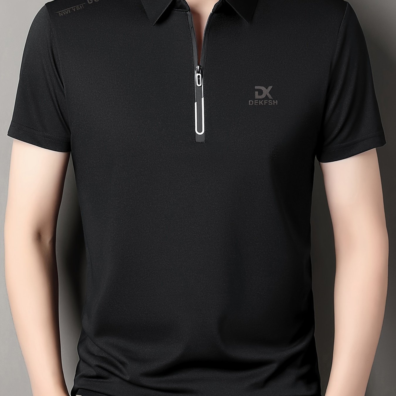 TEMU [] Men's Short Sleeve T-shirt Summer Lapel Print Zipper Casual Shirt