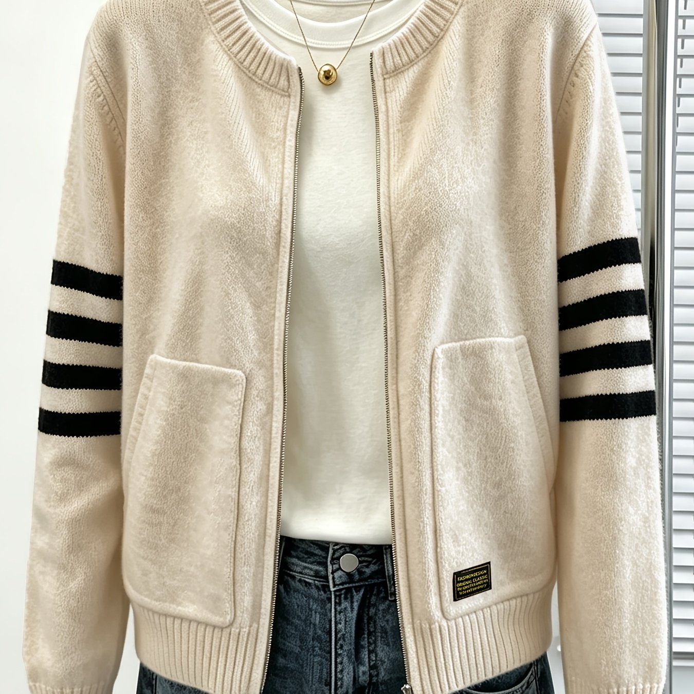 TEMU Women's New Autumn/winter Zip-up Cardigan, Casual Commuter Clothing Style Sweater Coat, Loose Fit Outerwear Top