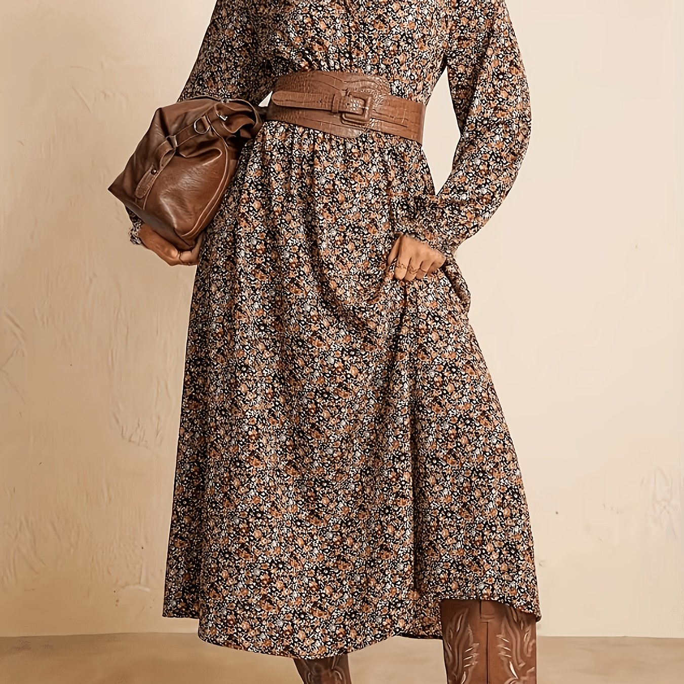 TEMU Plus Size Fall Dress, Print Ruched Leopard Print Long Sleeve Dress/autumn Dress/women's Fall Wear/wedding Guest Gown/elegant Women's