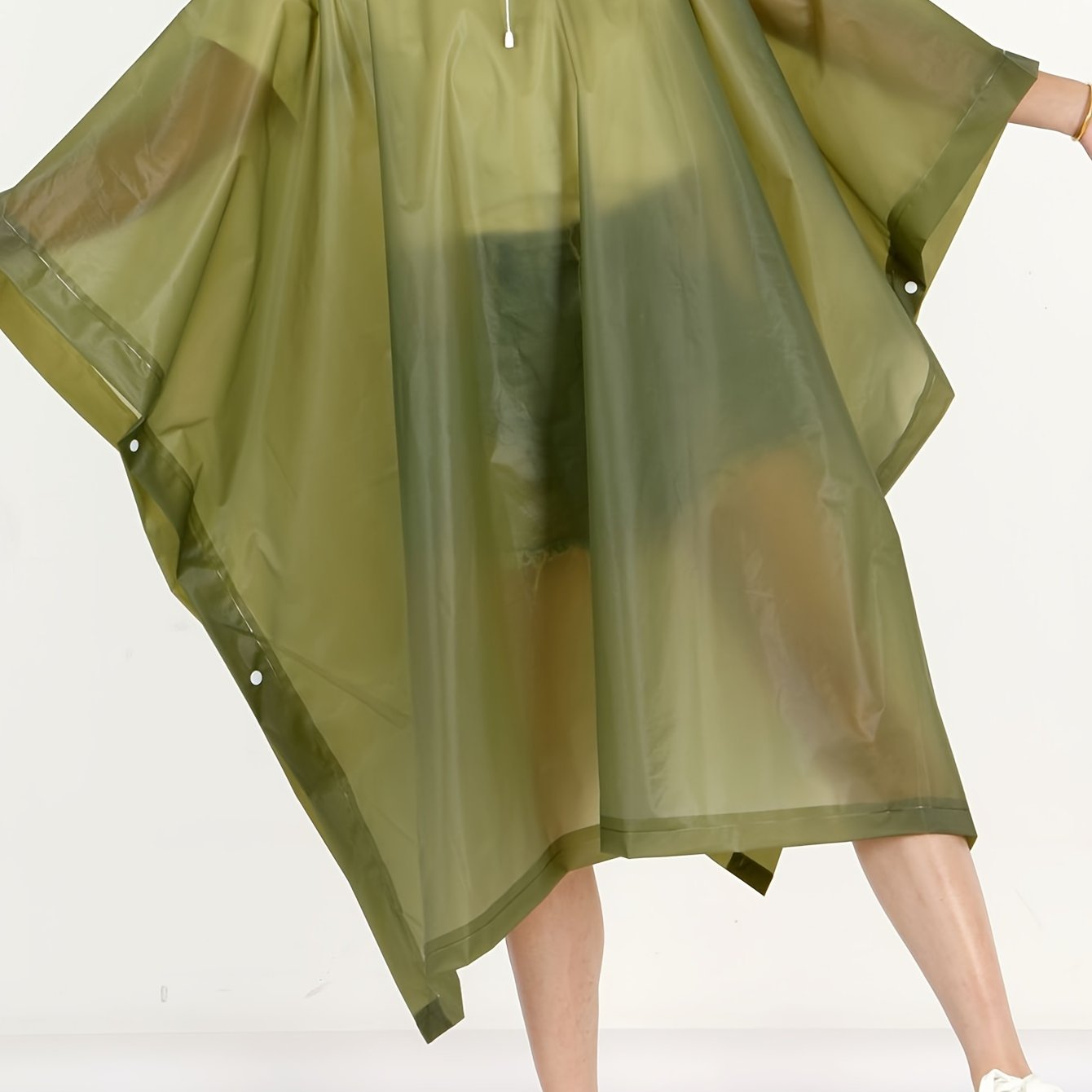 Image of Military Green Eva Raincoat For Hiking, Multifunctional Raincoat, Universal Men's Transparent Raincoat, Women's Backpack Raincoat, Camping And Hiking Cape Raincoat