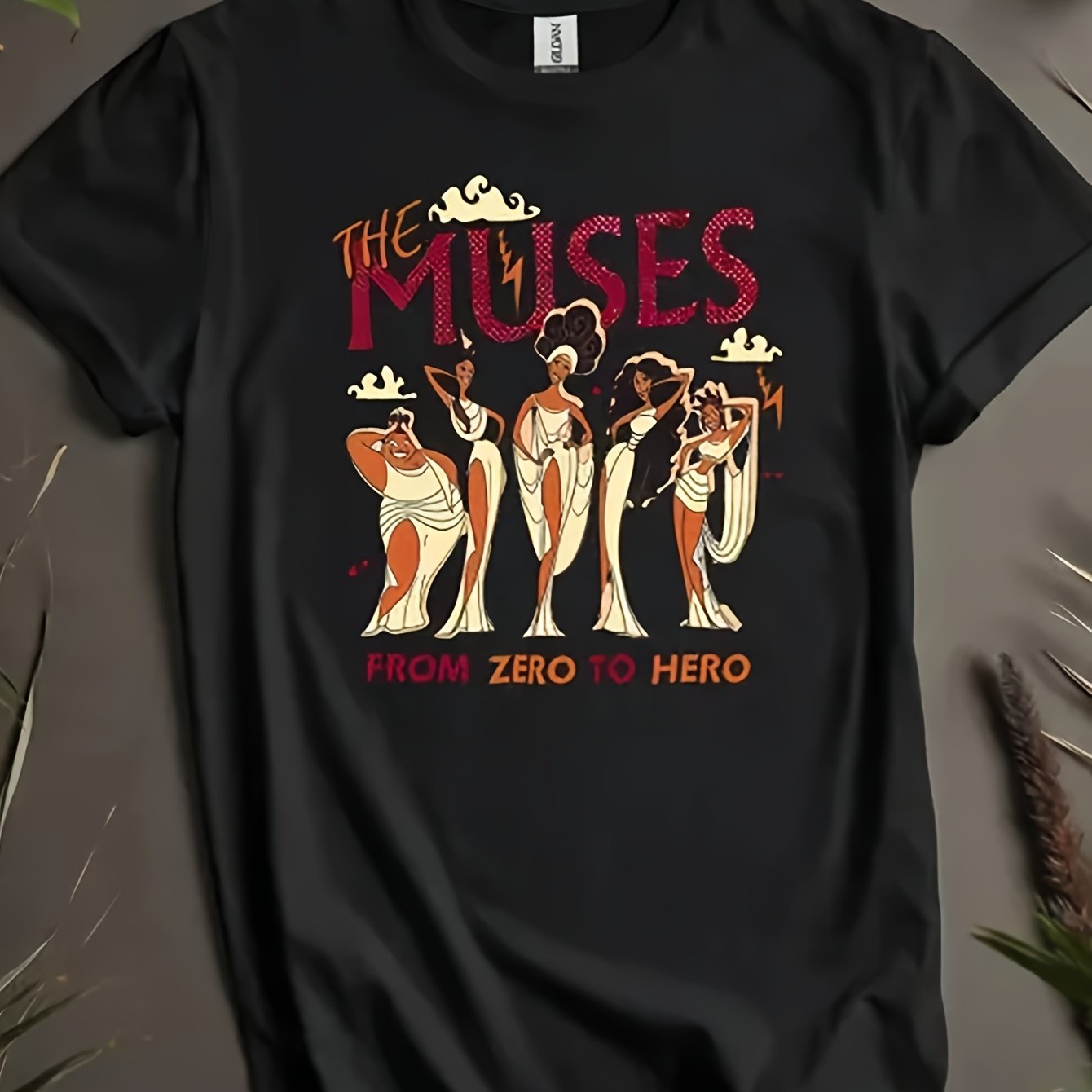 Image of The Muses T-shirt Black 2025 | With Geometric Pattern, Picture Of Size, Plus Size