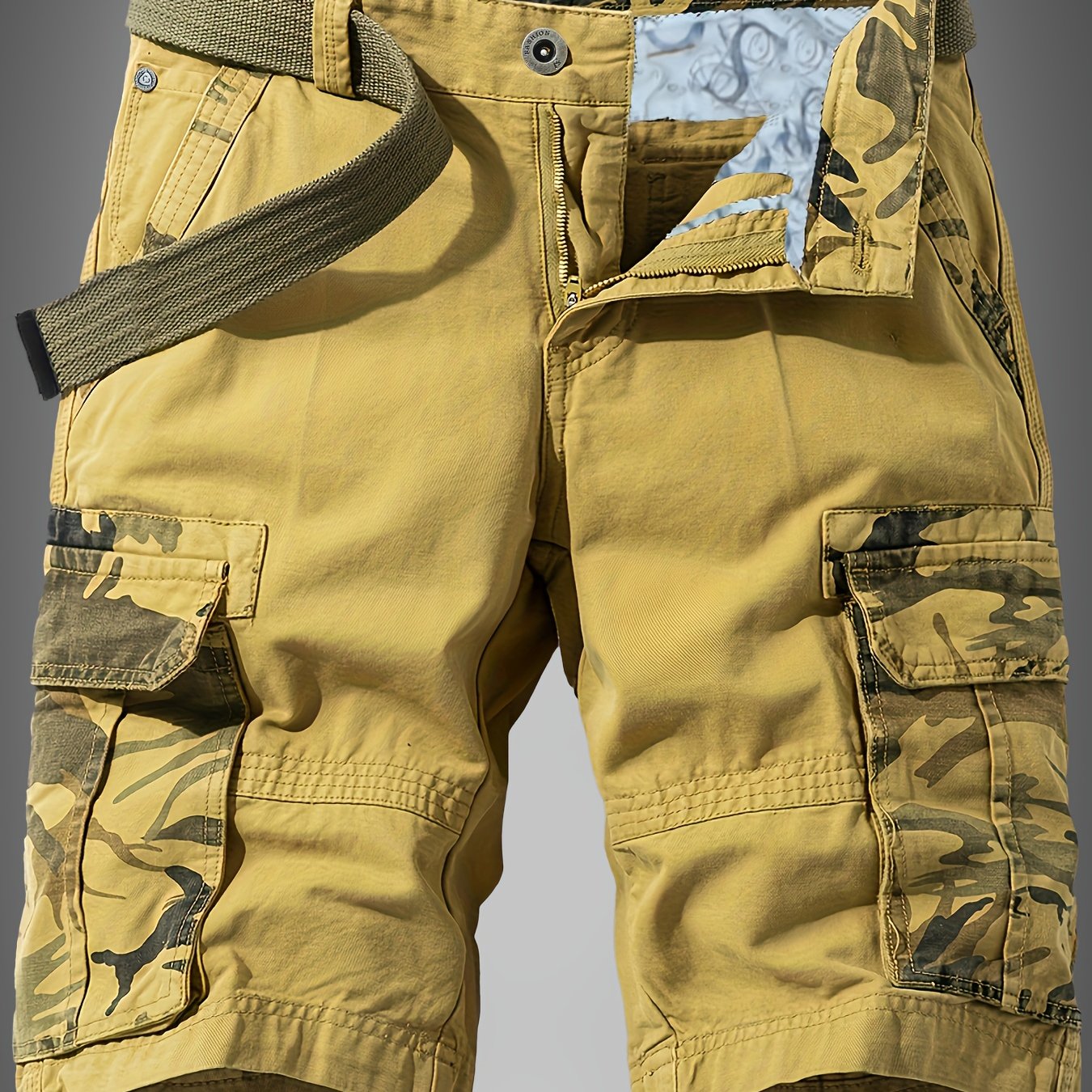 solid cargo mens casual cotton comfy five point shorts with multiple pockets summer outdoor leisure sports without belt