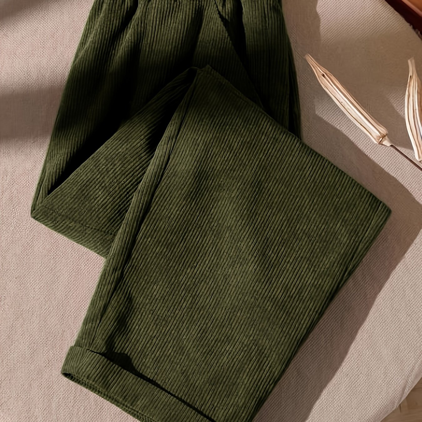 TEMU Pantalon en velours pour femmes, printemps, automne, hiver, vêtement d'extérieur élégant et décontracté pour les navetteurs, taille élastique