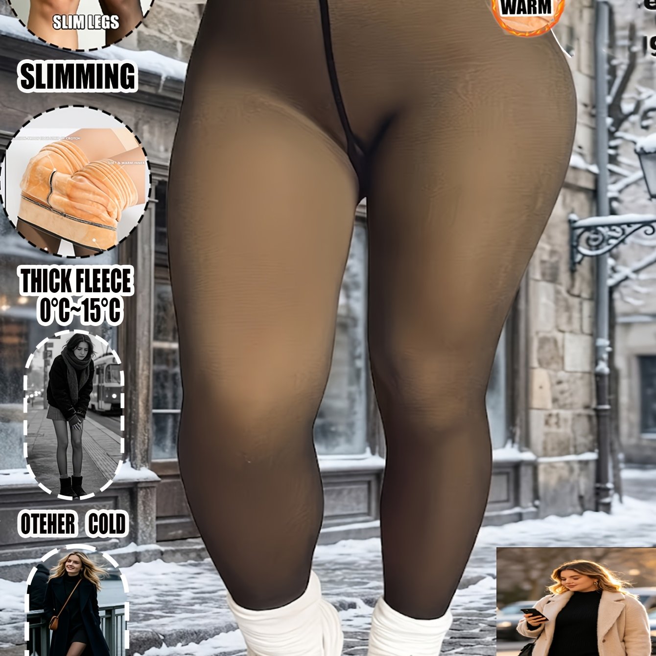 Image of Plus Size Women's Tights Thermal Pantyhose Winter Warm Fleece Velvet Thermo Large Size Stockings High Waist Leggings Panty Thermal Thick Tight Thicken Female Stock