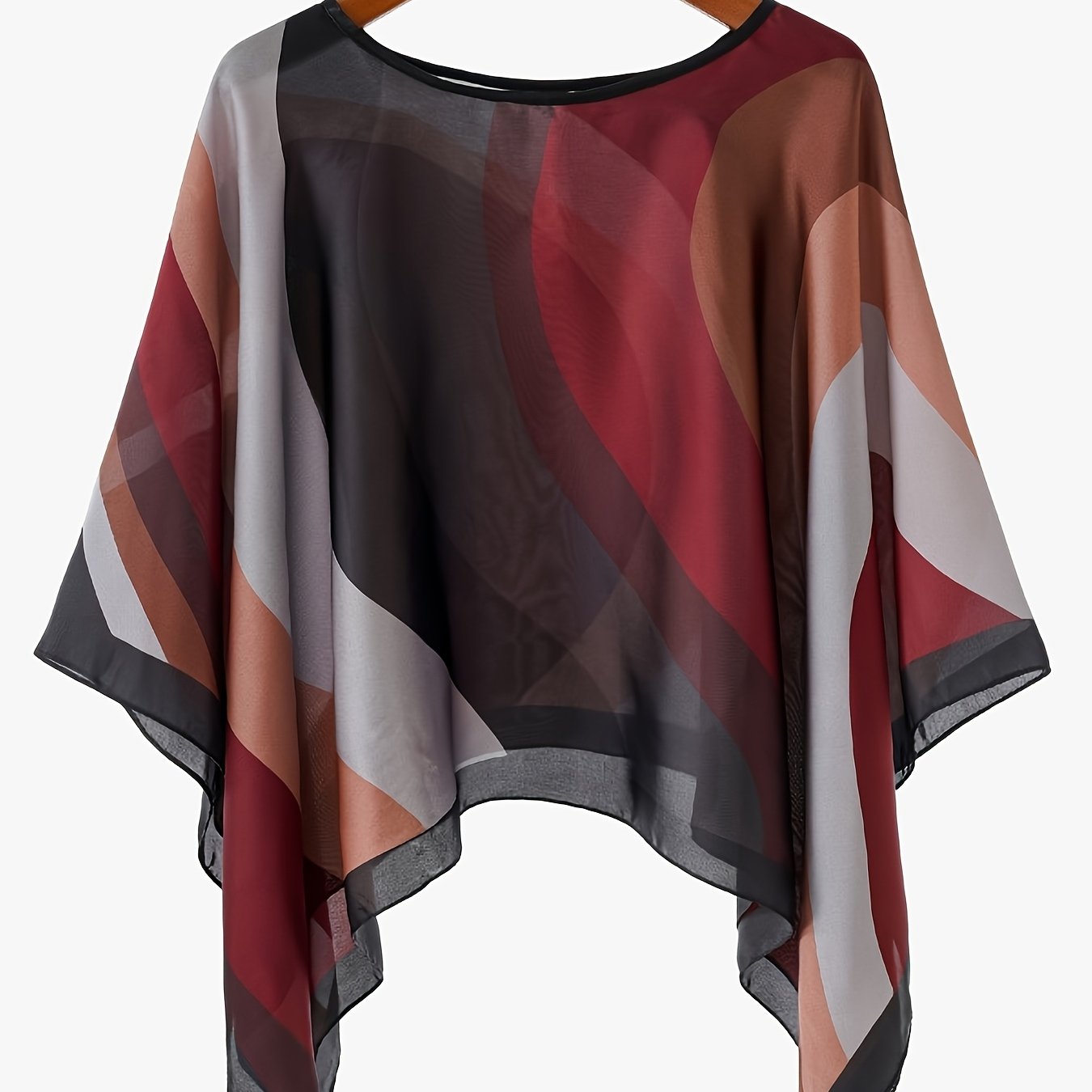 TEMU Satin Women's Summer Travel, Tropical Print Sunscreen Cover-up, Bohemian Style, Plus Size Magic! Loose Breathable Versatile Cover-up