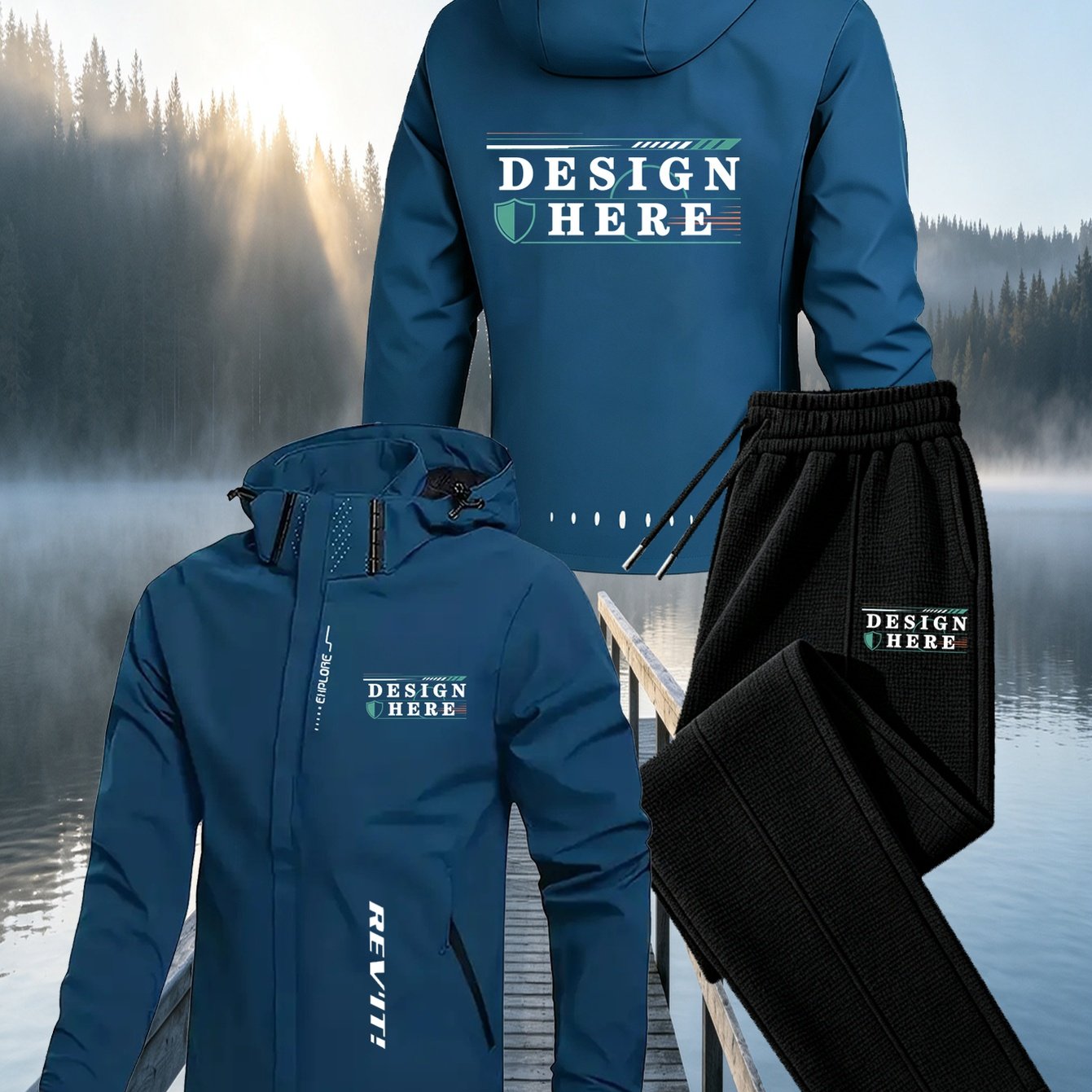 Men's Custom Autumn Winter Hooded Jacket and Pants Set