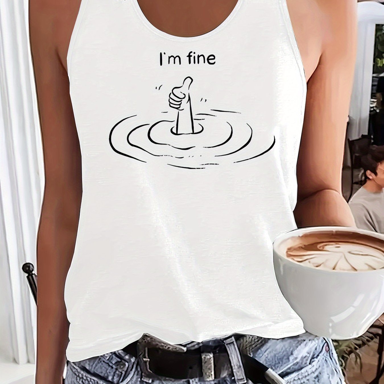 TEMU Tanktop mit Grafikdruck, ärmelloses Freizeitoberteil für Sommer und Frühling, Damenbekleidung
