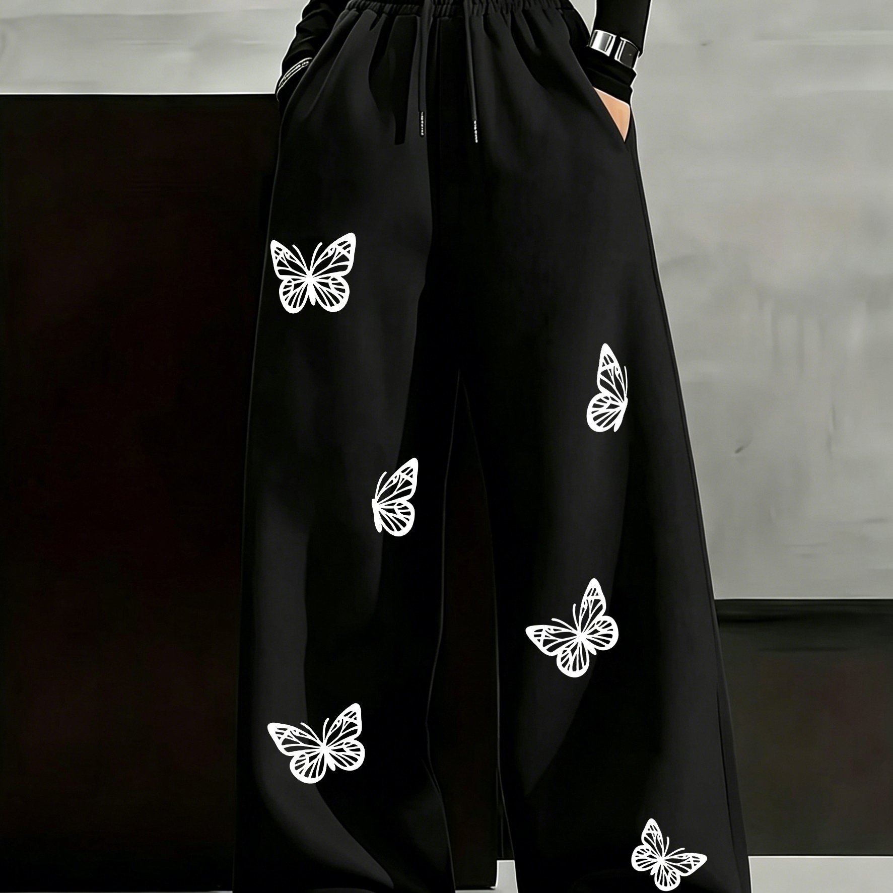 TEMU Spring And Autumn Women's Fun Printed Hip-hop Style, Silhouette Printed Street Fashion, Comfortable Retro Basic Fashion All-match Y2k Apparel